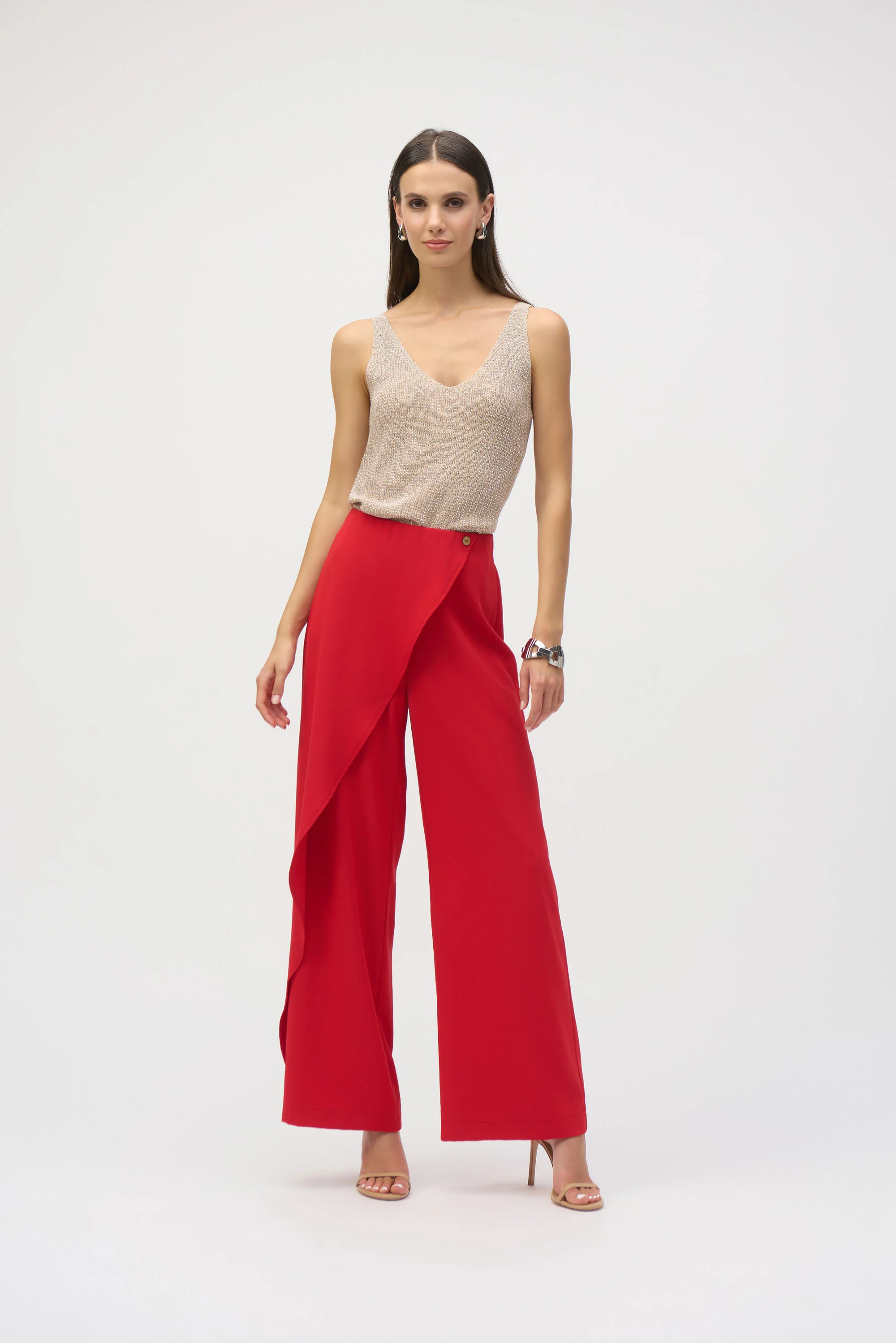 Joseph Ribkoff Wide-leg Pants With Asymmetrical Overlay Style 252004 - Image 3
