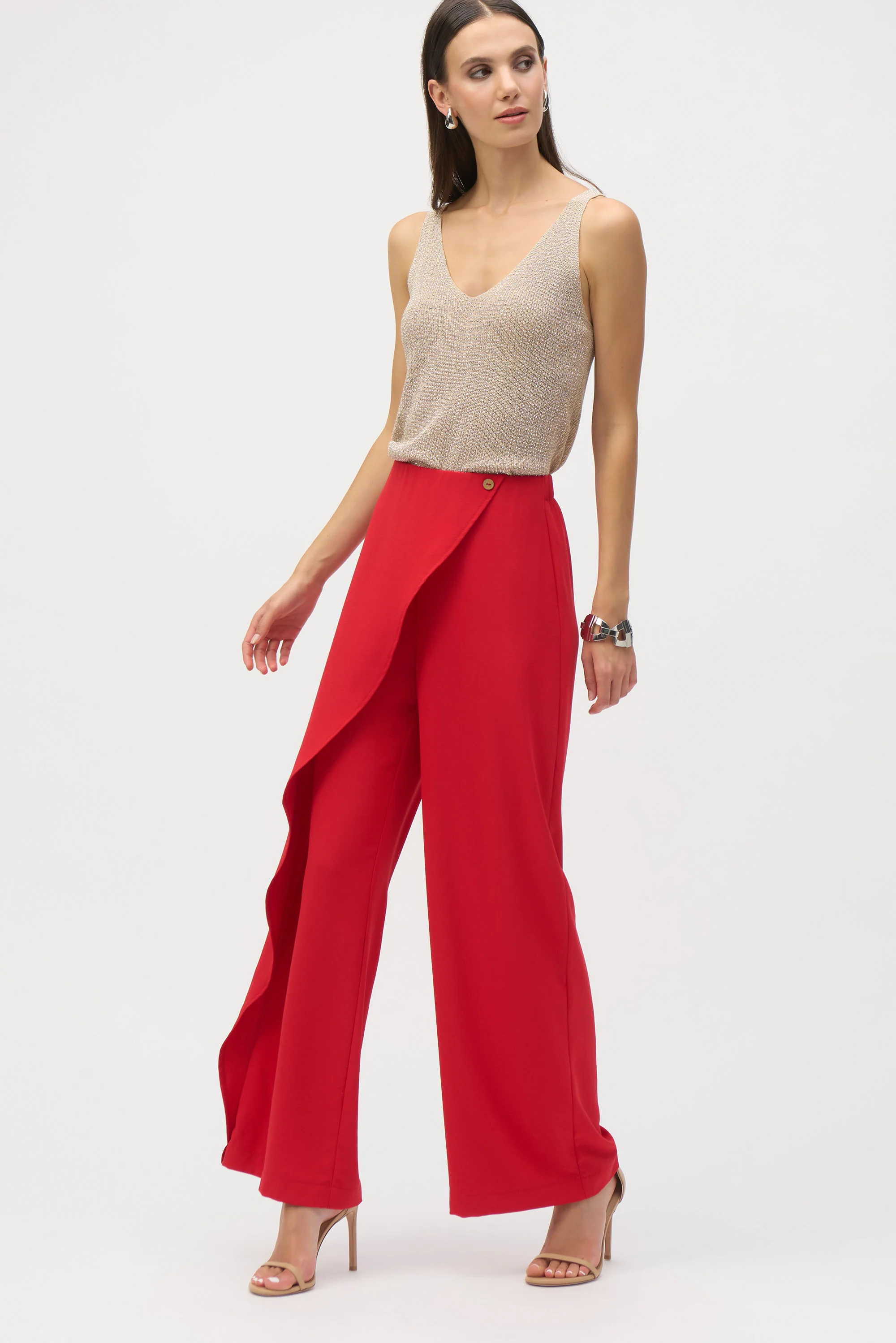 Joseph Ribkoff Wide-leg Pants With Asymmetrical Overlay Style 252004 - Image 4