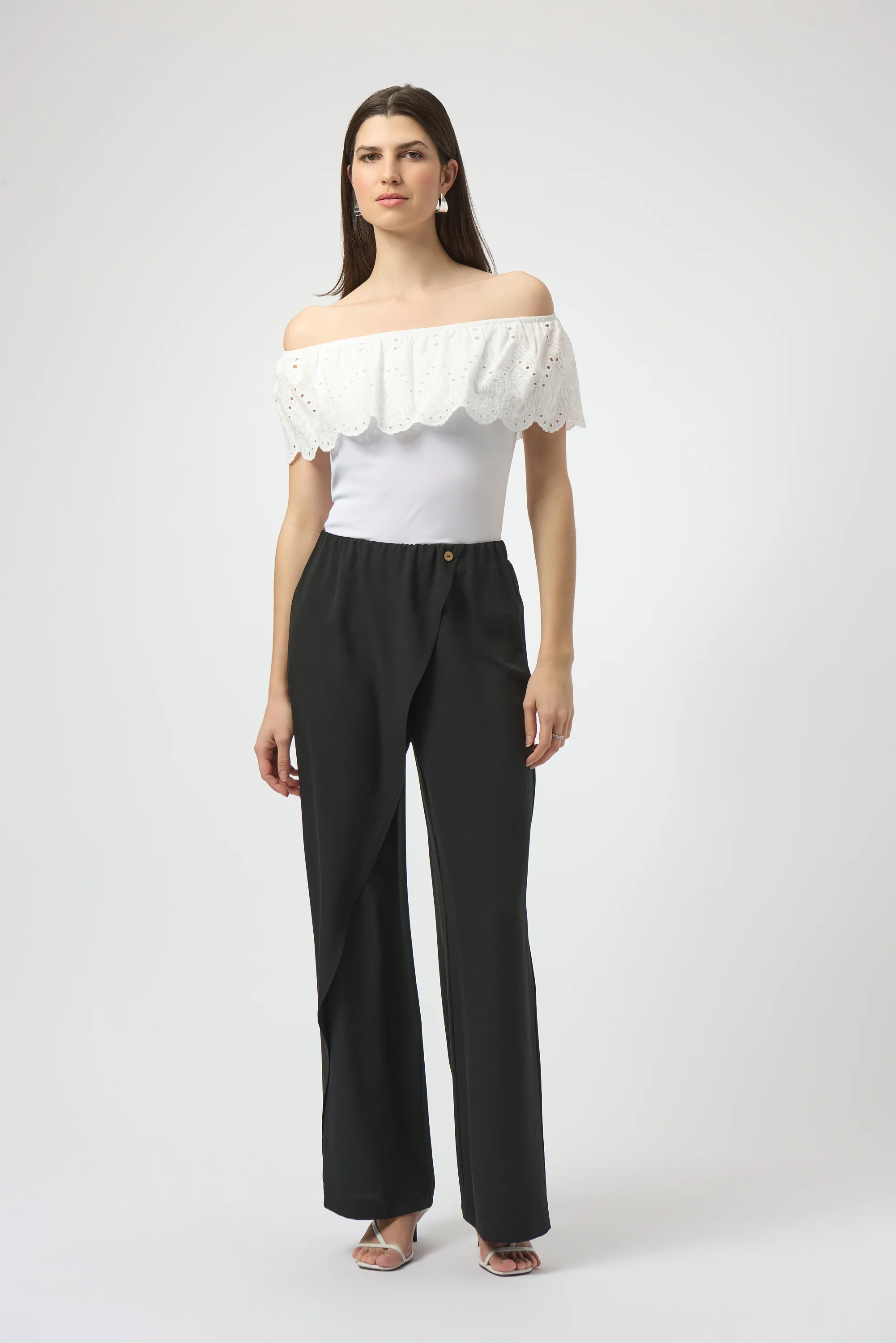 Joseph Ribkoff Wide-leg Pants With Asymmetrical Overlay Style 252004 - Image 6