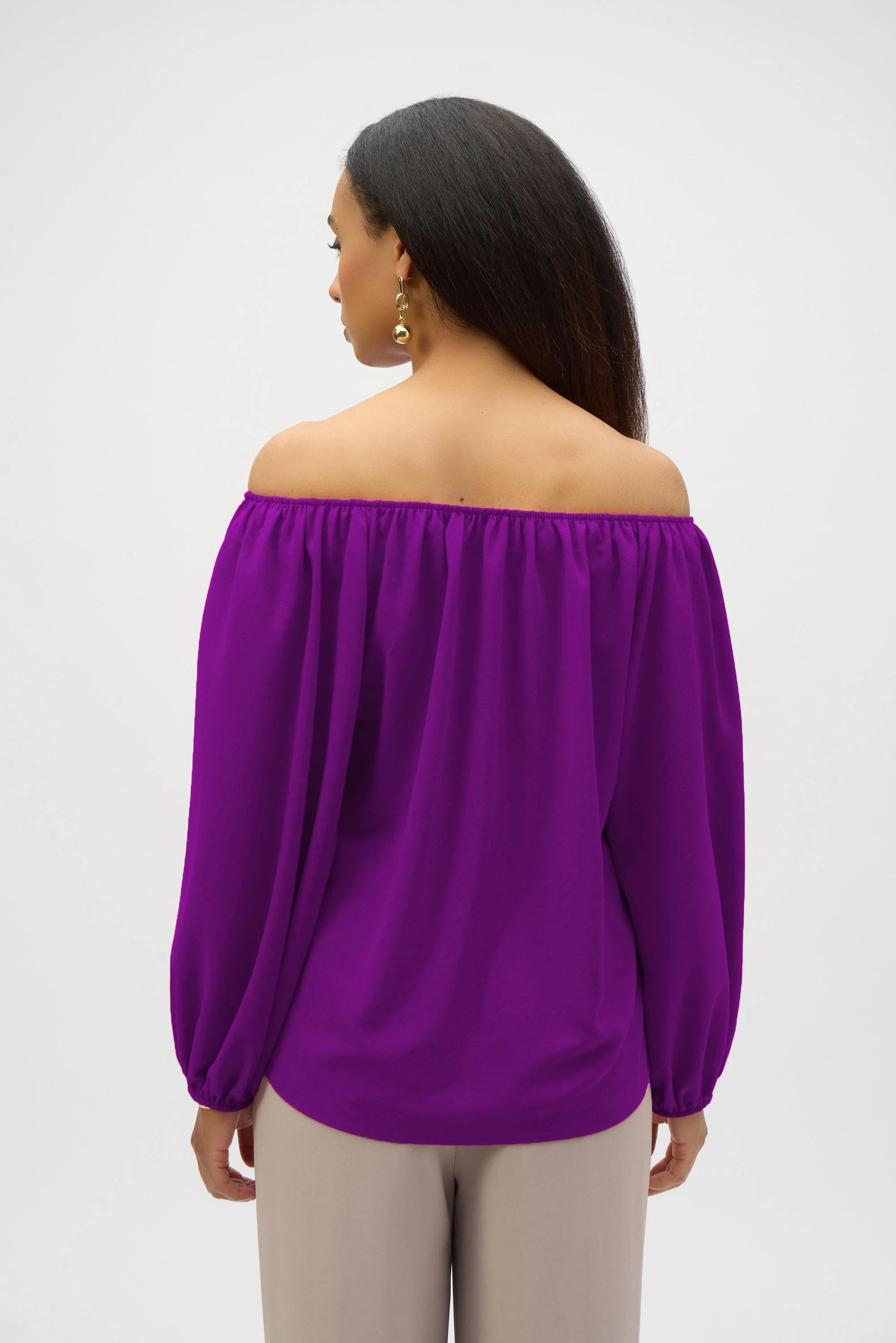 Joseph Ribkoff Off-Shoulder Eggshell Flared Top Style 252159 - Image 10