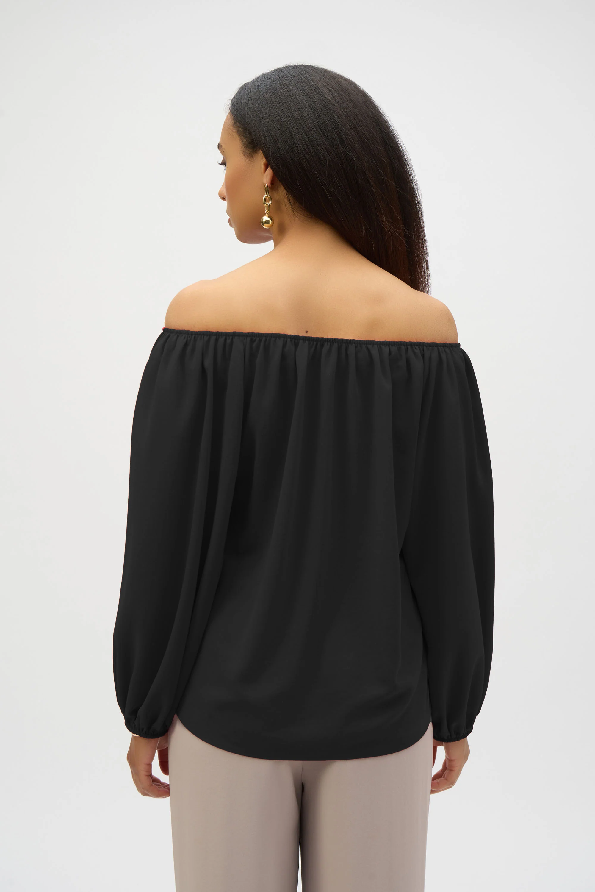 Joseph Ribkoff Off-Shoulder Eggshell Flared Top Style 252159 - Image 2