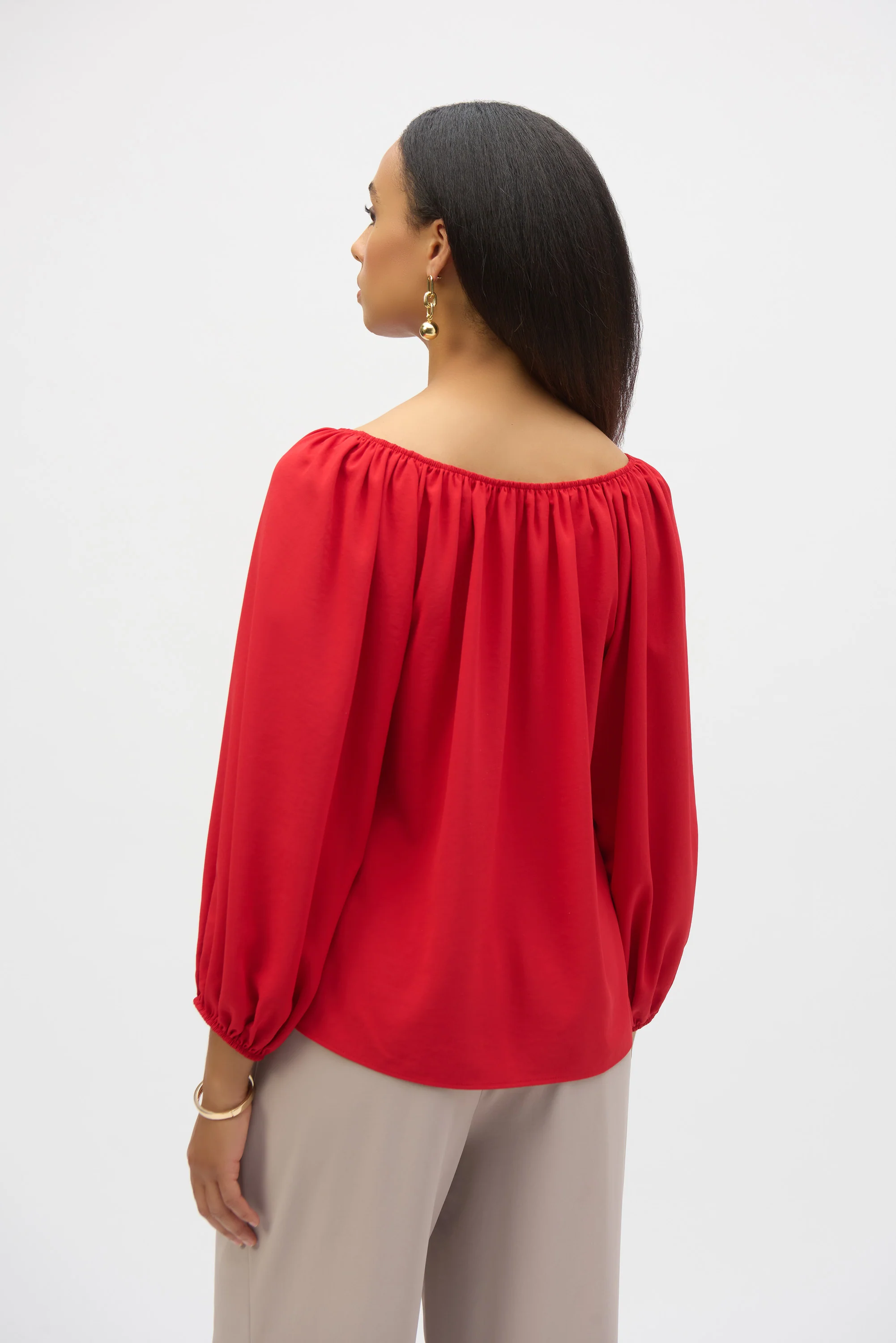 Joseph Ribkoff Off-Shoulder Eggshell Flared Top Style 252159 - Image 6