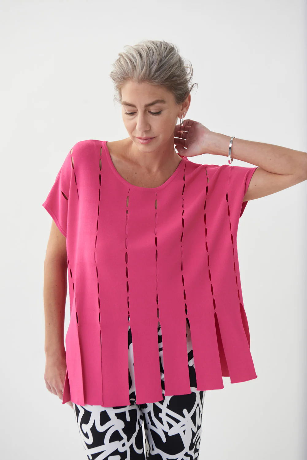Joseph Ribkoff Raspberry Sorbet Knit Top Style 222926 - Image 2