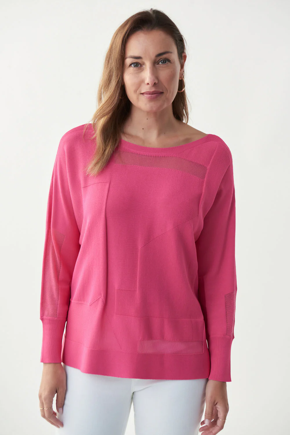 Joseph Ribkoff Raspberry Sorbet Cut-Out Knit Top Style 221909