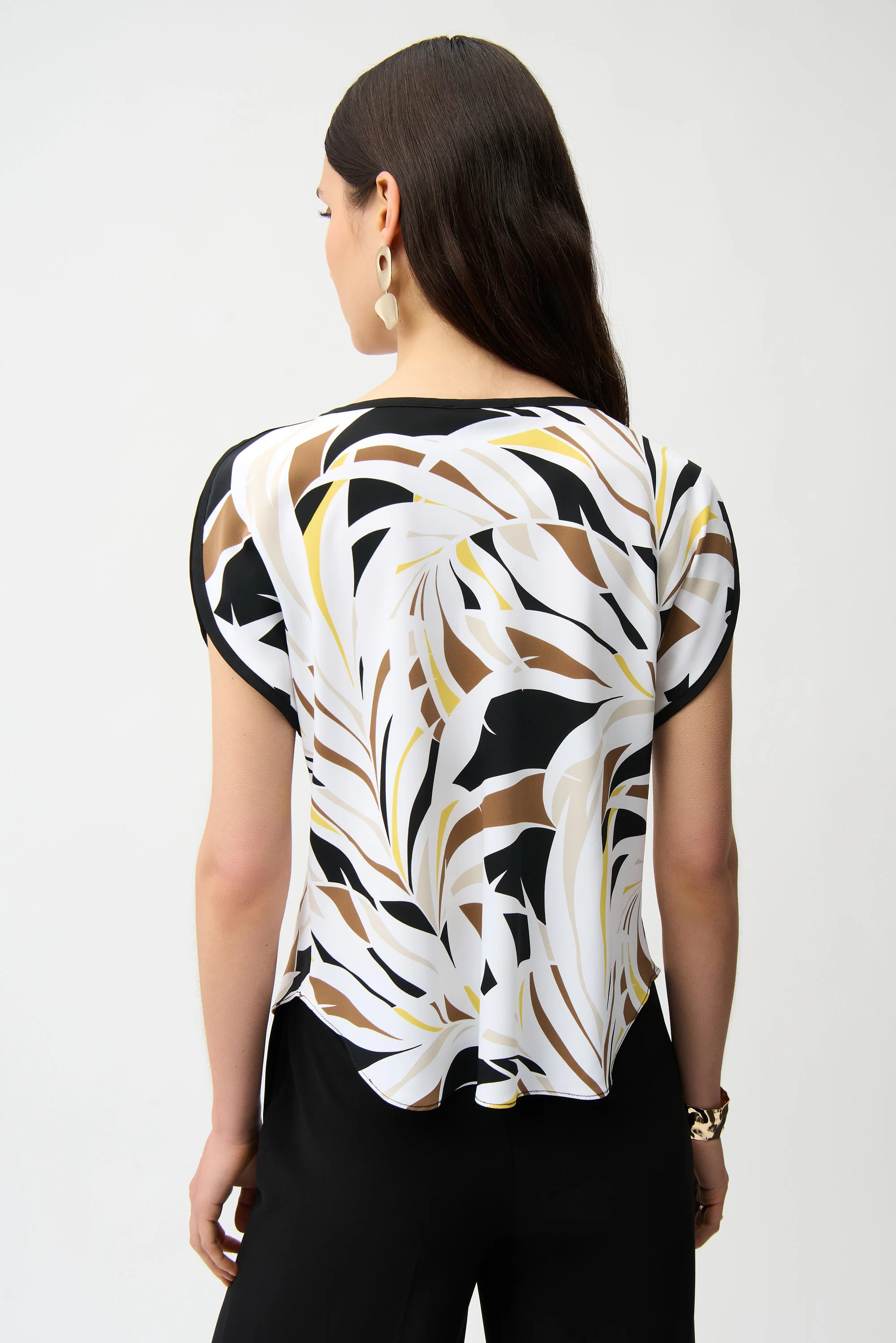 Joseph Ribkoff Recycled Woven Tropîcal Print Boxy Top Style 261162 - Image 4