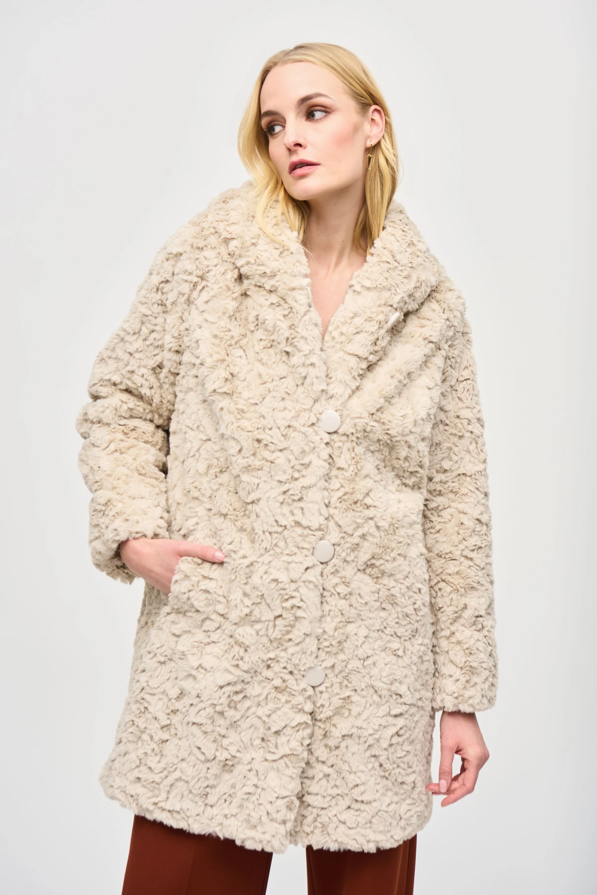 Joseph Ribkoff Reversible Faux Fur Coat Style 243903 - Image 3