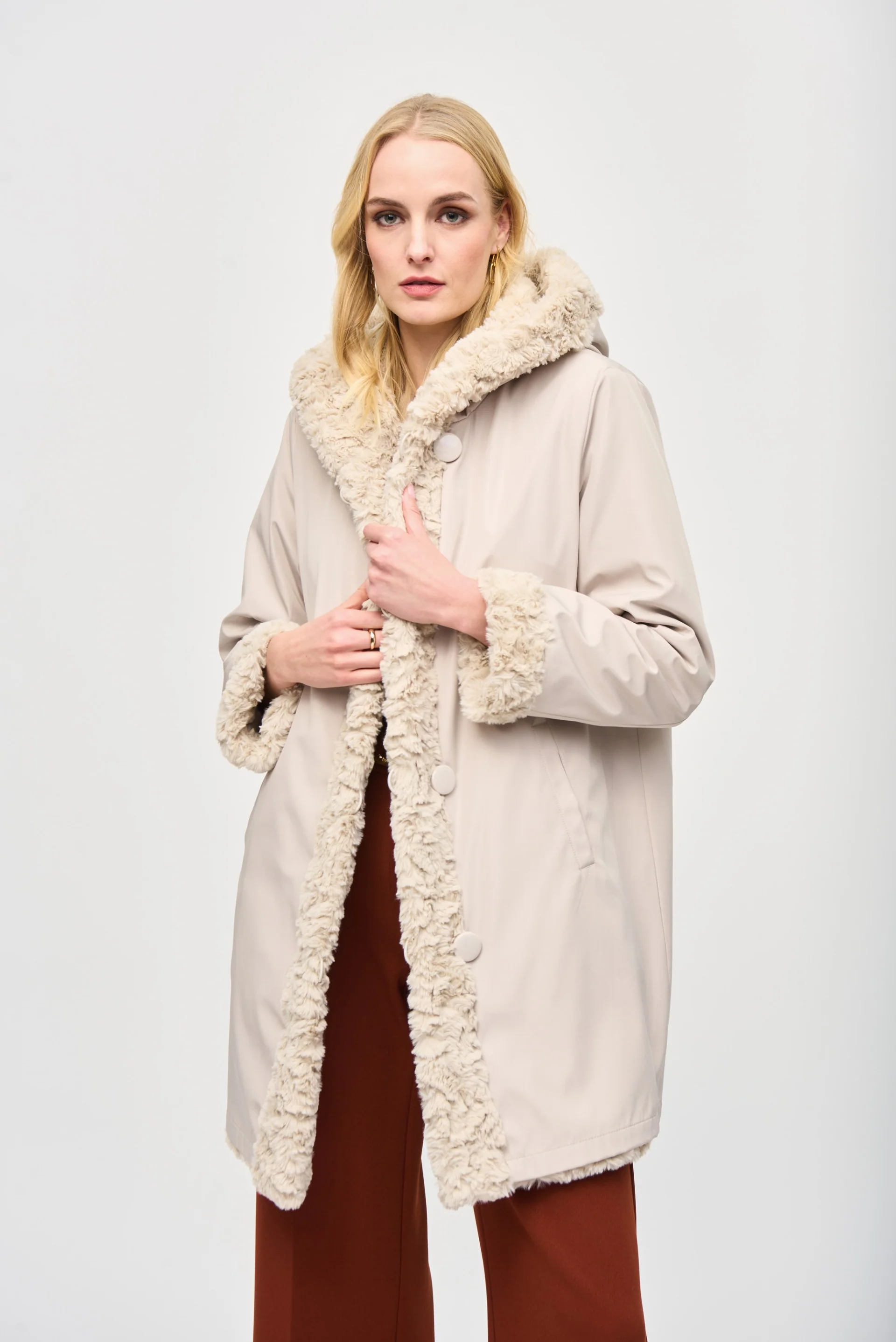 Joseph Ribkoff Reversible Faux Fur Coat Style 243903 - Image 6