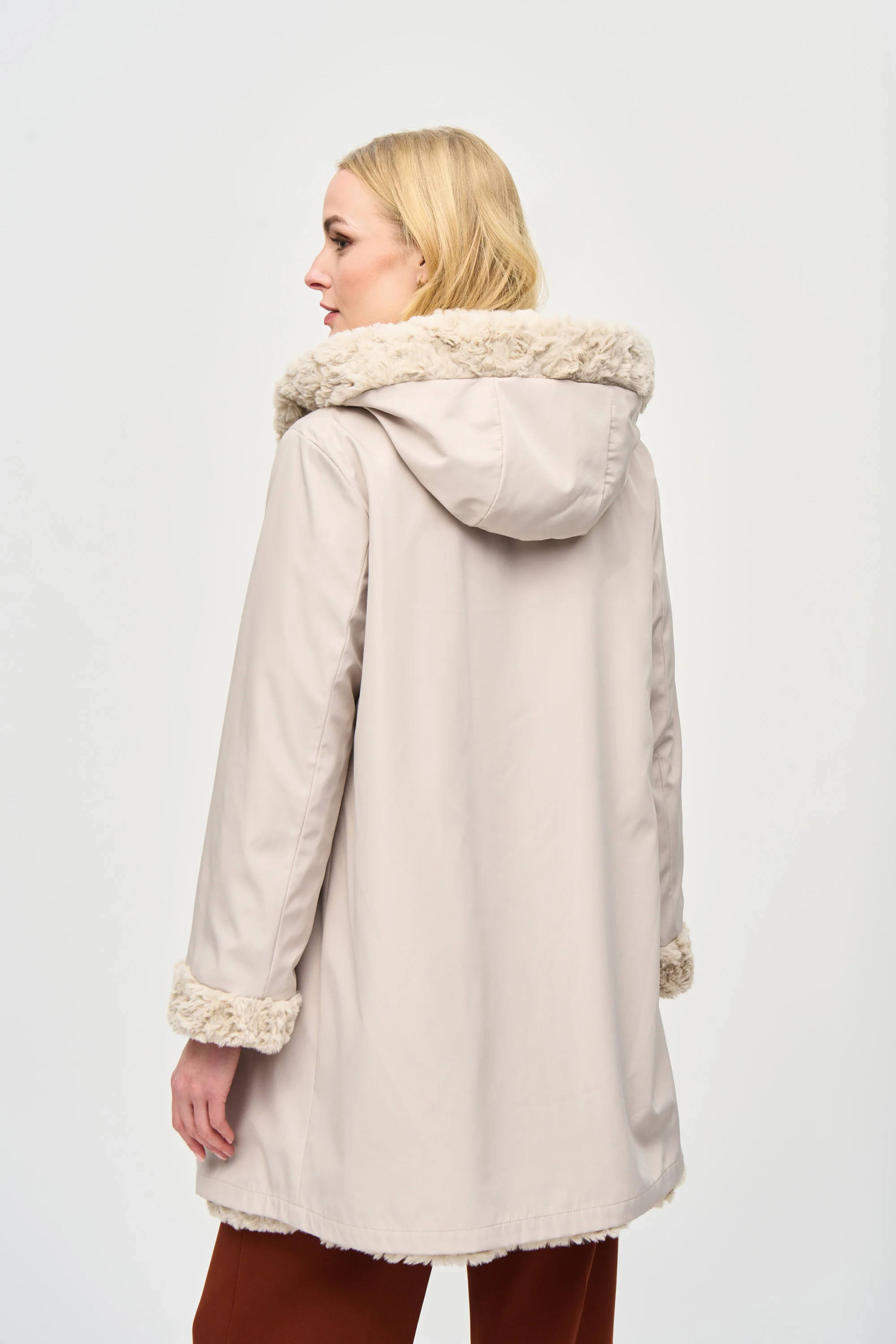 Joseph Ribkoff Reversible Faux Fur Coat Style 243903 - Image 7