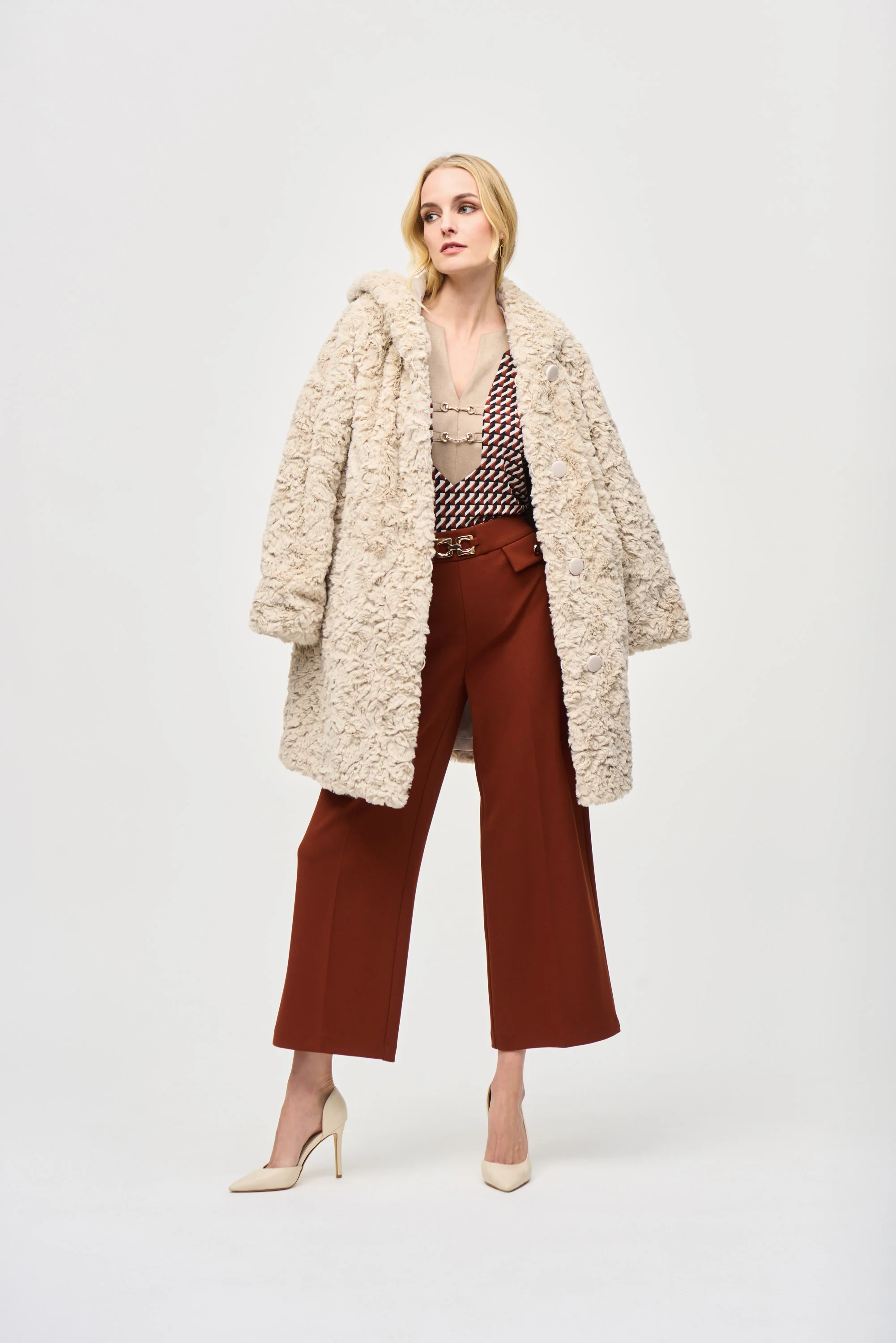 Joseph Ribkoff Reversible Faux Fur Coat Style 243903 - Image 8