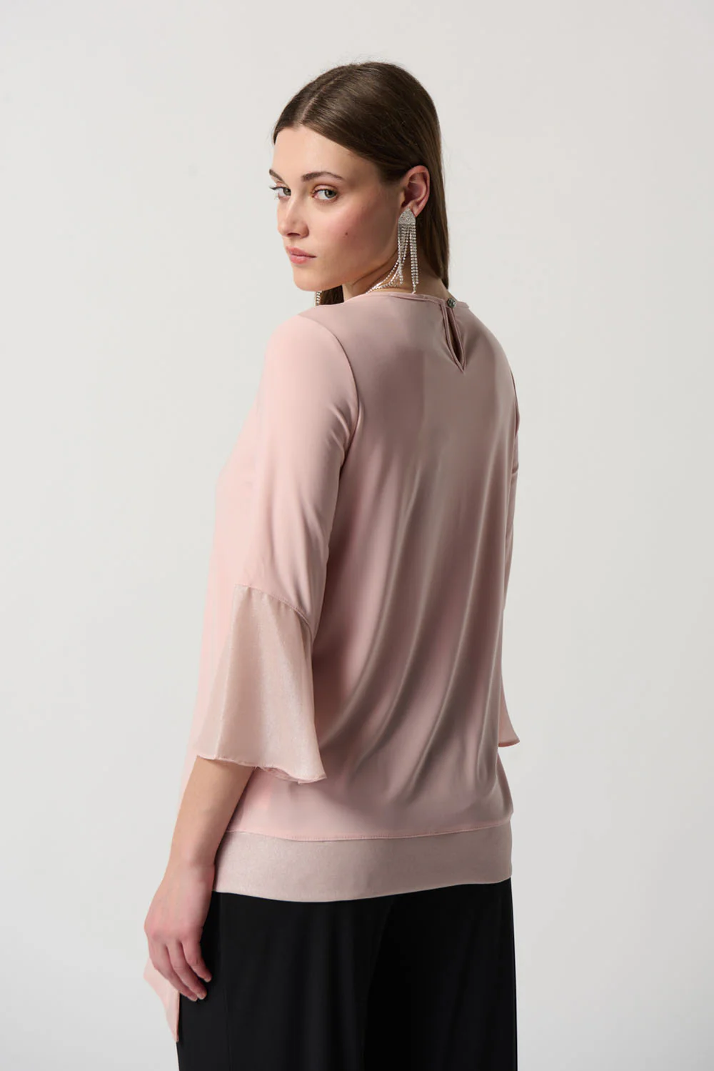 Joseph Ribkoff Rose Top with Chiffon Hem at Sleeves Style 231739 - Image 2