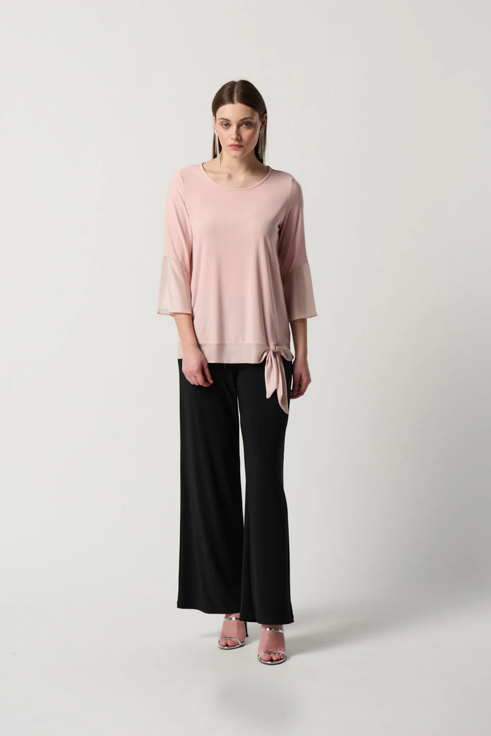 Joseph Ribkoff Rose Top with Chiffon Hem at Sleeves Style 231739 - Image 3
