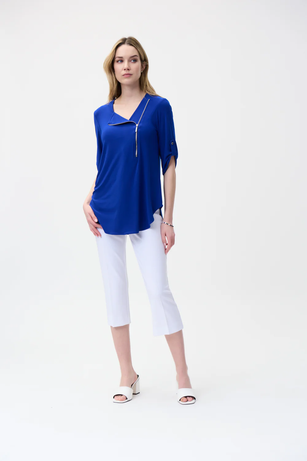 Joseph Ribkoff Royal Asymmetric Zip Top Style 221170