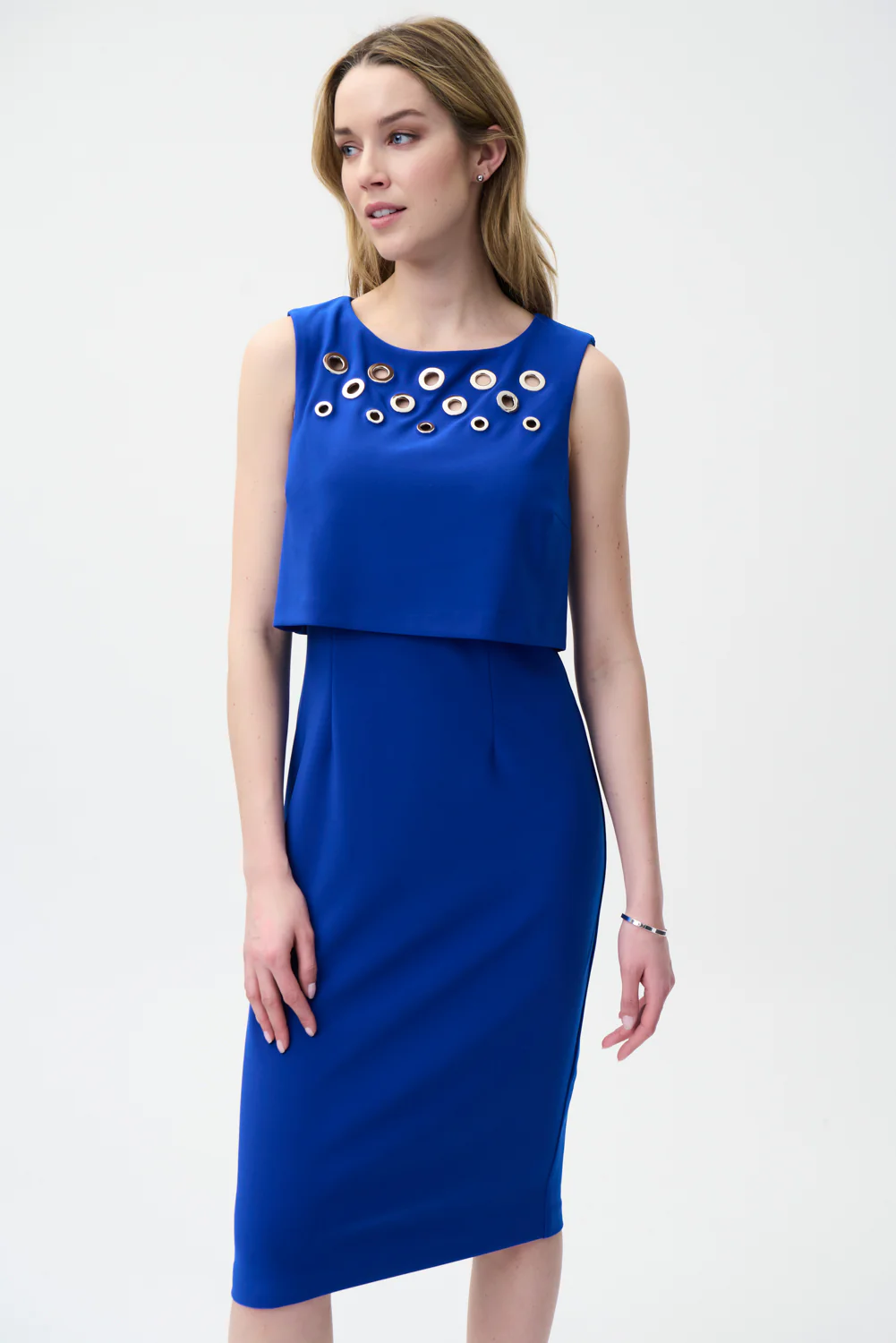 Joseph Ribkoff Royal Grommet Detail Dress Style 221061 - Image 2