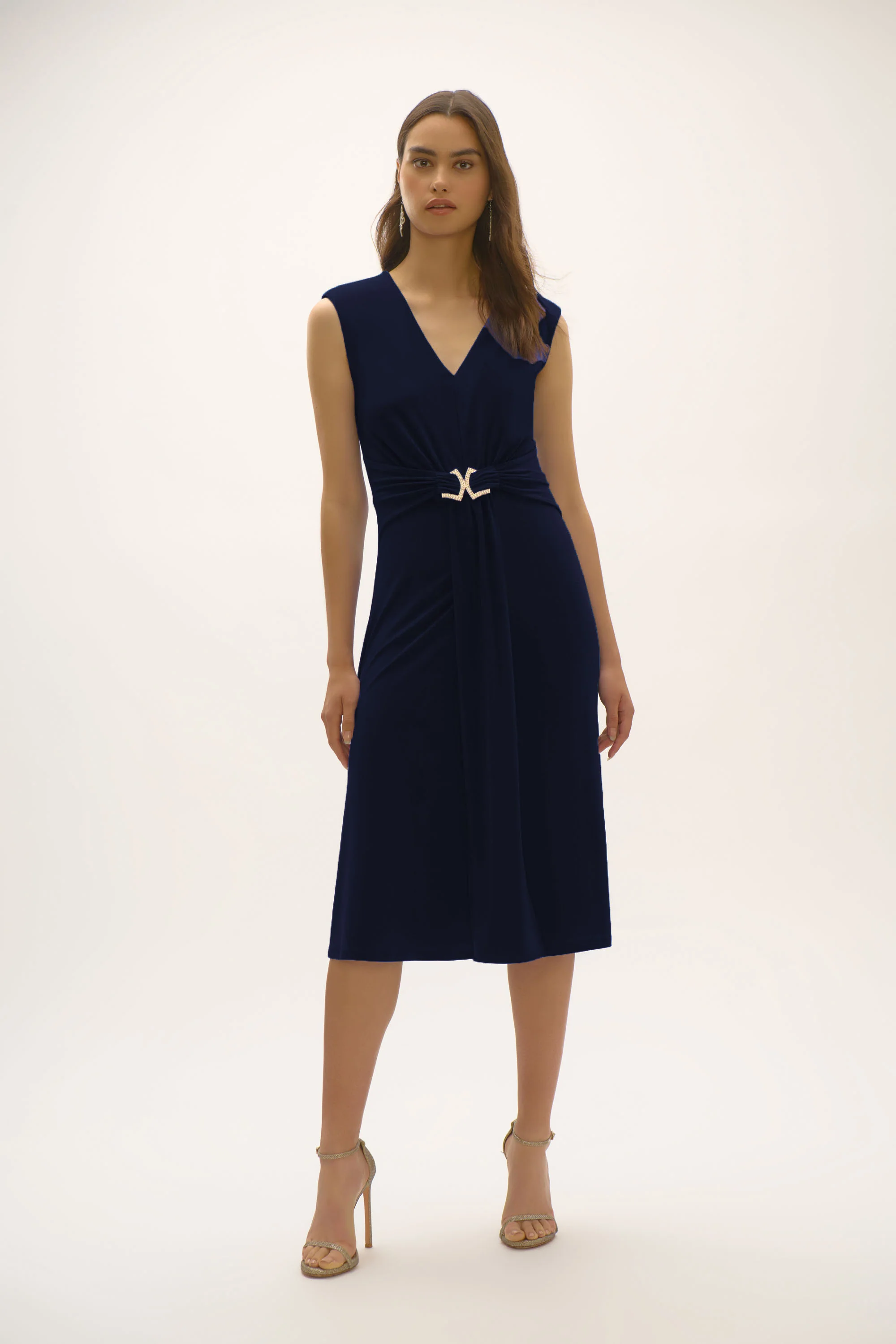 Joseph Ribkoff A-Line Dress with Rhinestone Ornament Style 252717 - Image 7