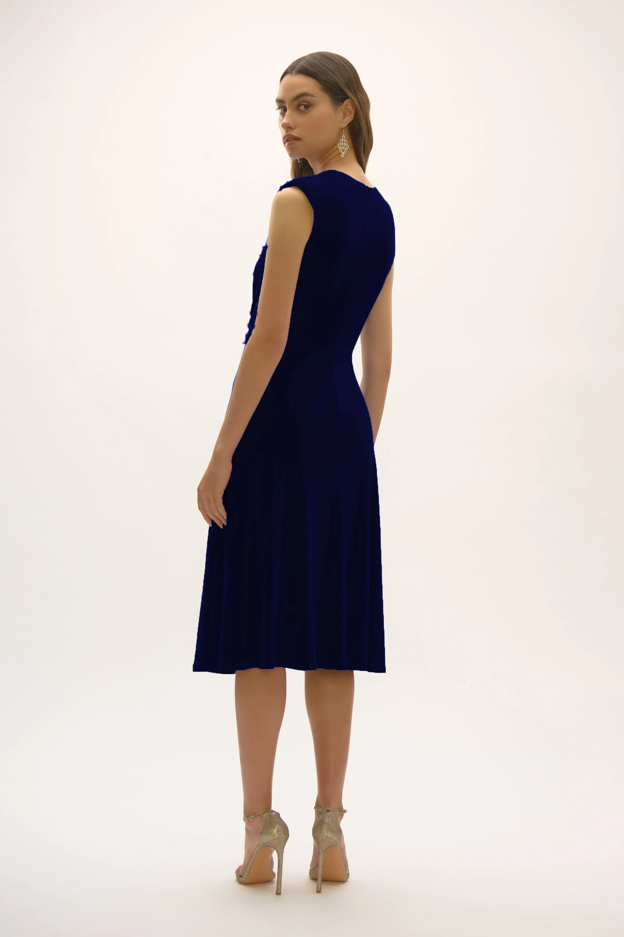 Joseph Ribkoff A-Line Dress with Rhinestone Ornament Style 252717 - Image 8