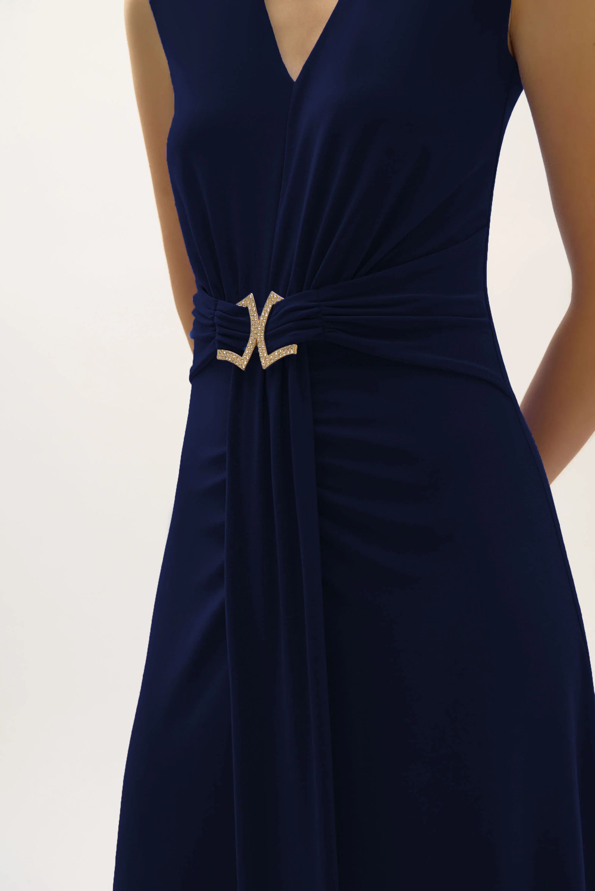 Joseph Ribkoff A-Line Dress with Rhinestone Ornament Style 252717 - Image 9