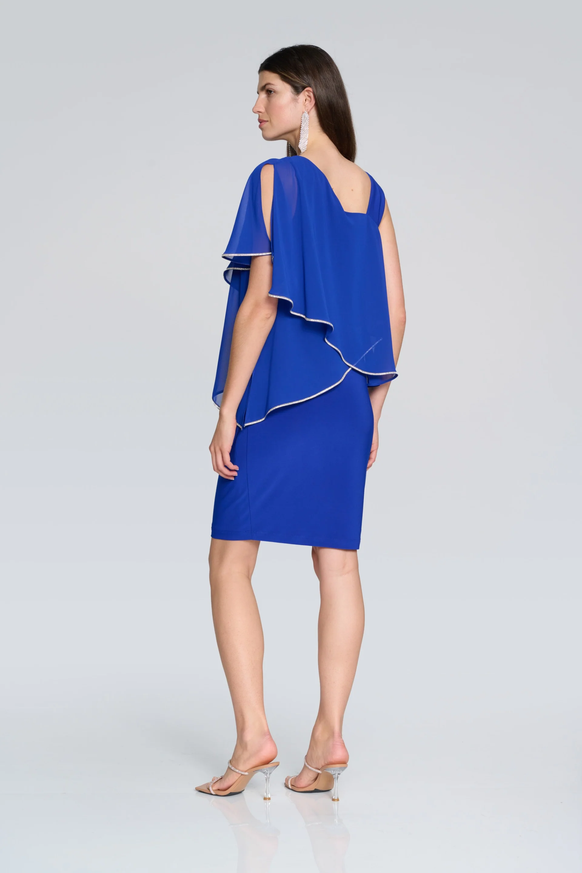 Joseph Ribkoff Royal Sapphire Asymmetrical Sheath Dress Style 241721 - Image 3