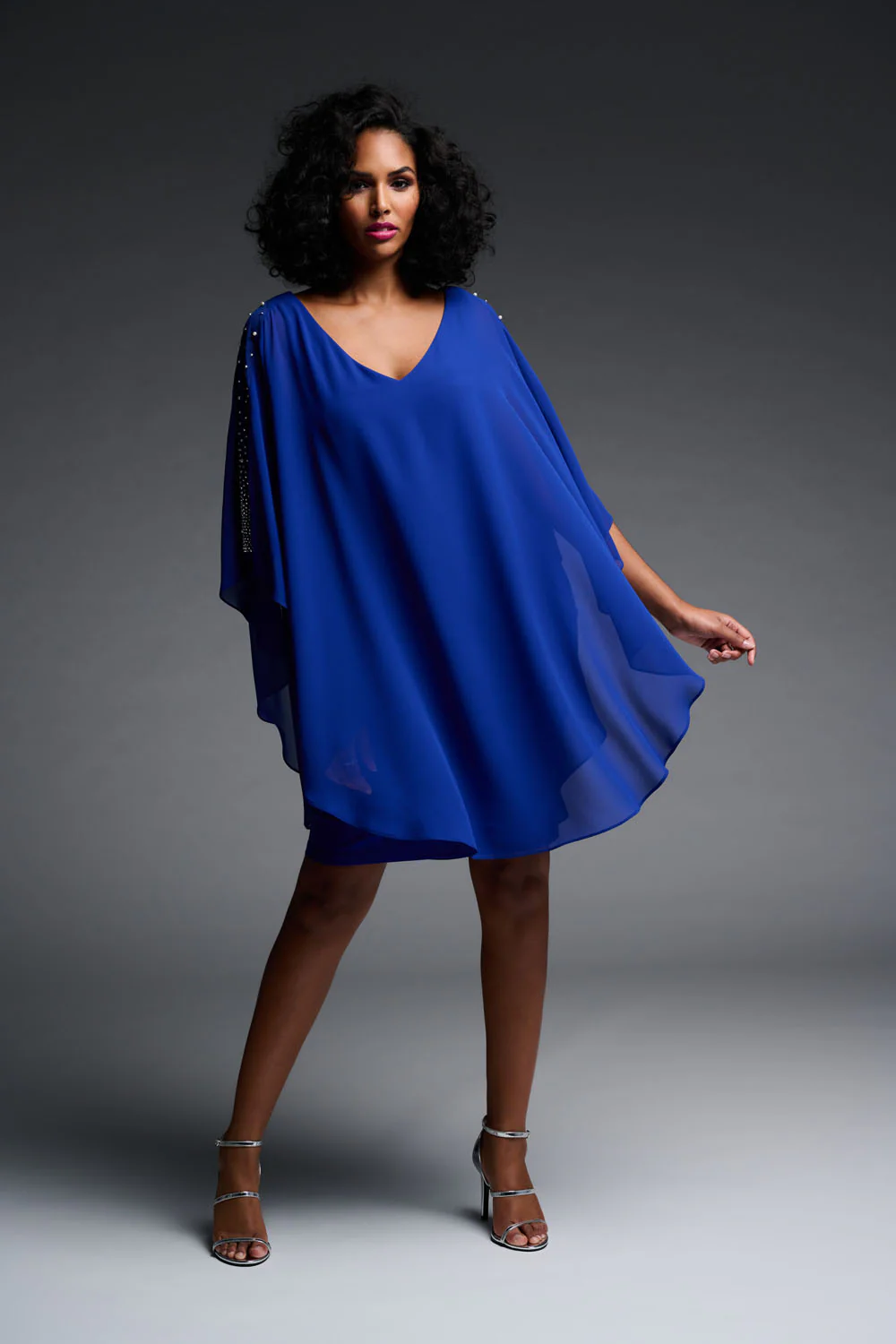 Joseph Ribkoff Royal Sapphire Chiffon Overlay Dress Style 223742