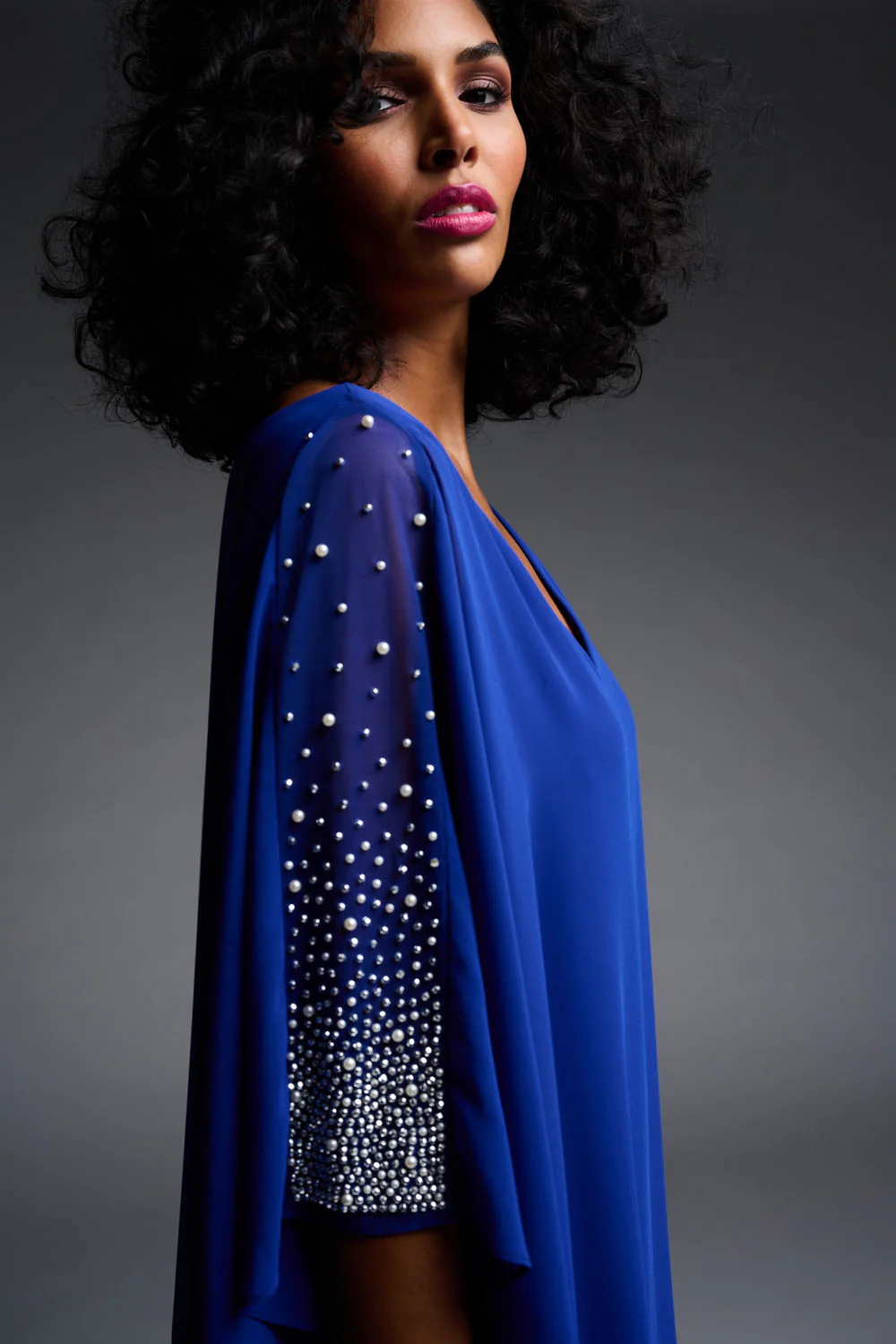 Joseph Ribkoff Royal Sapphire Chiffon Overlay Dress Style 223742 - Image 3