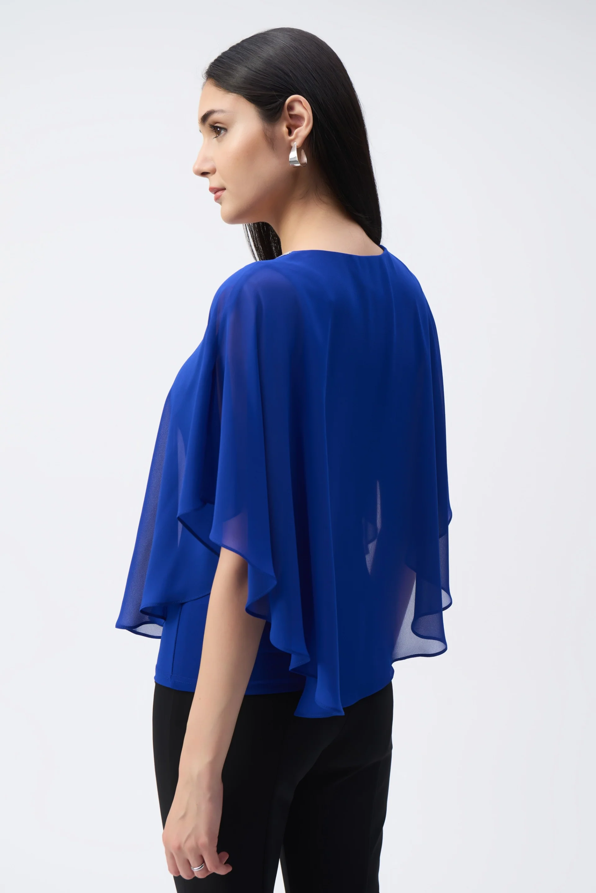 Joseph Ribkoff Royal Sapphire Chiffon Poncho Top Style 243707 - Image 2