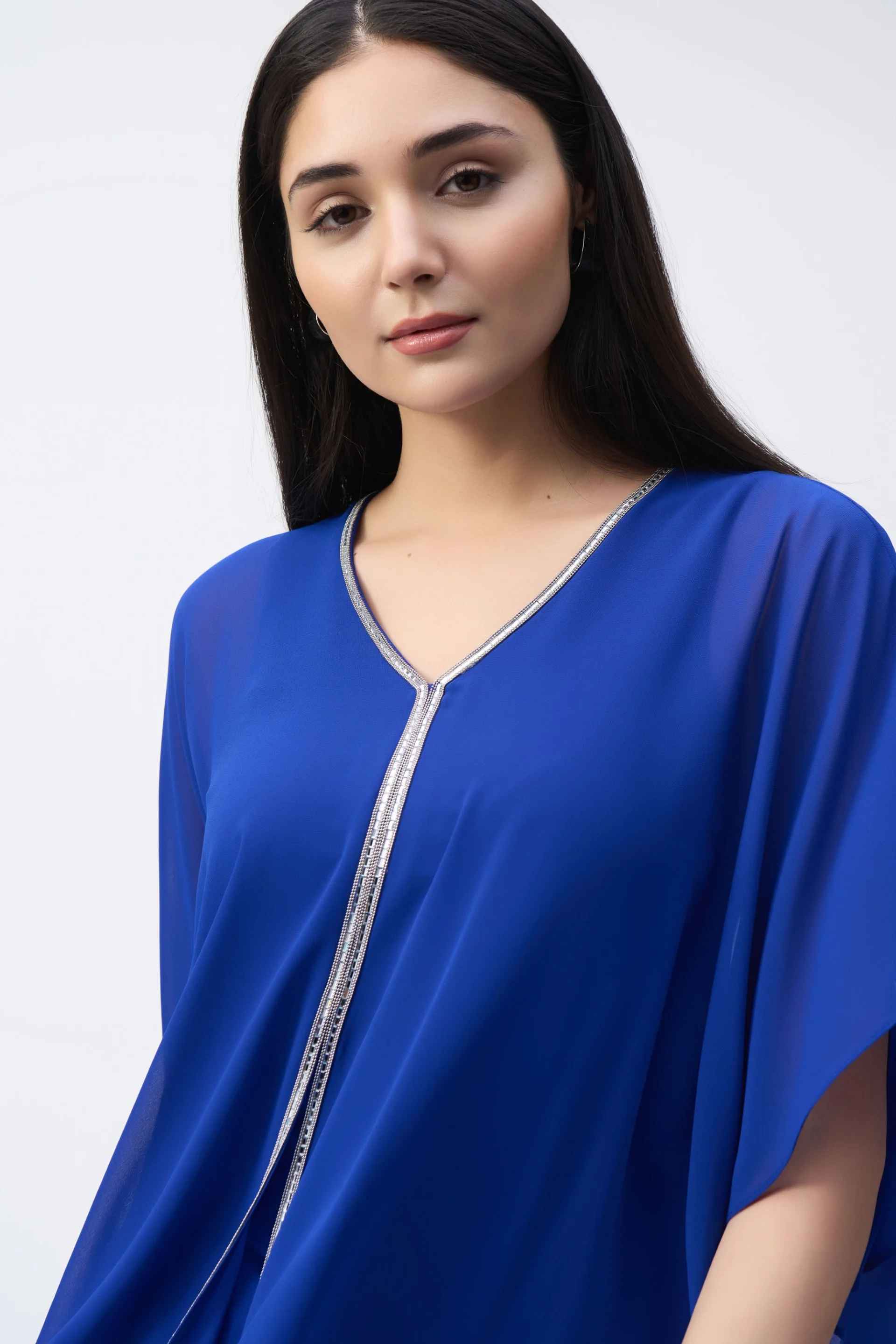 Joseph Ribkoff Royal Sapphire Chiffon Poncho Top Style 243707 - Image 3