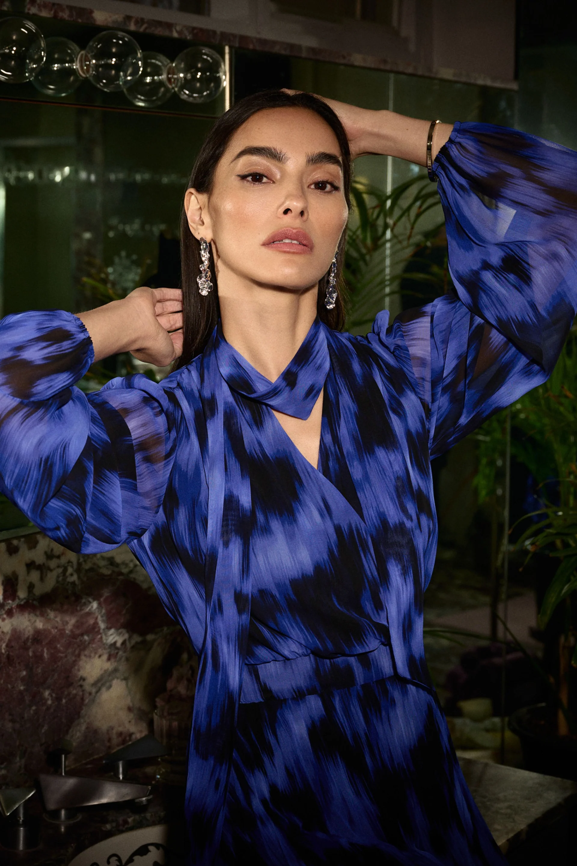 Joseph Ribkoff Royal Sapphire/Multi Abstract Print Midi Dress Style 244924 - Image 2