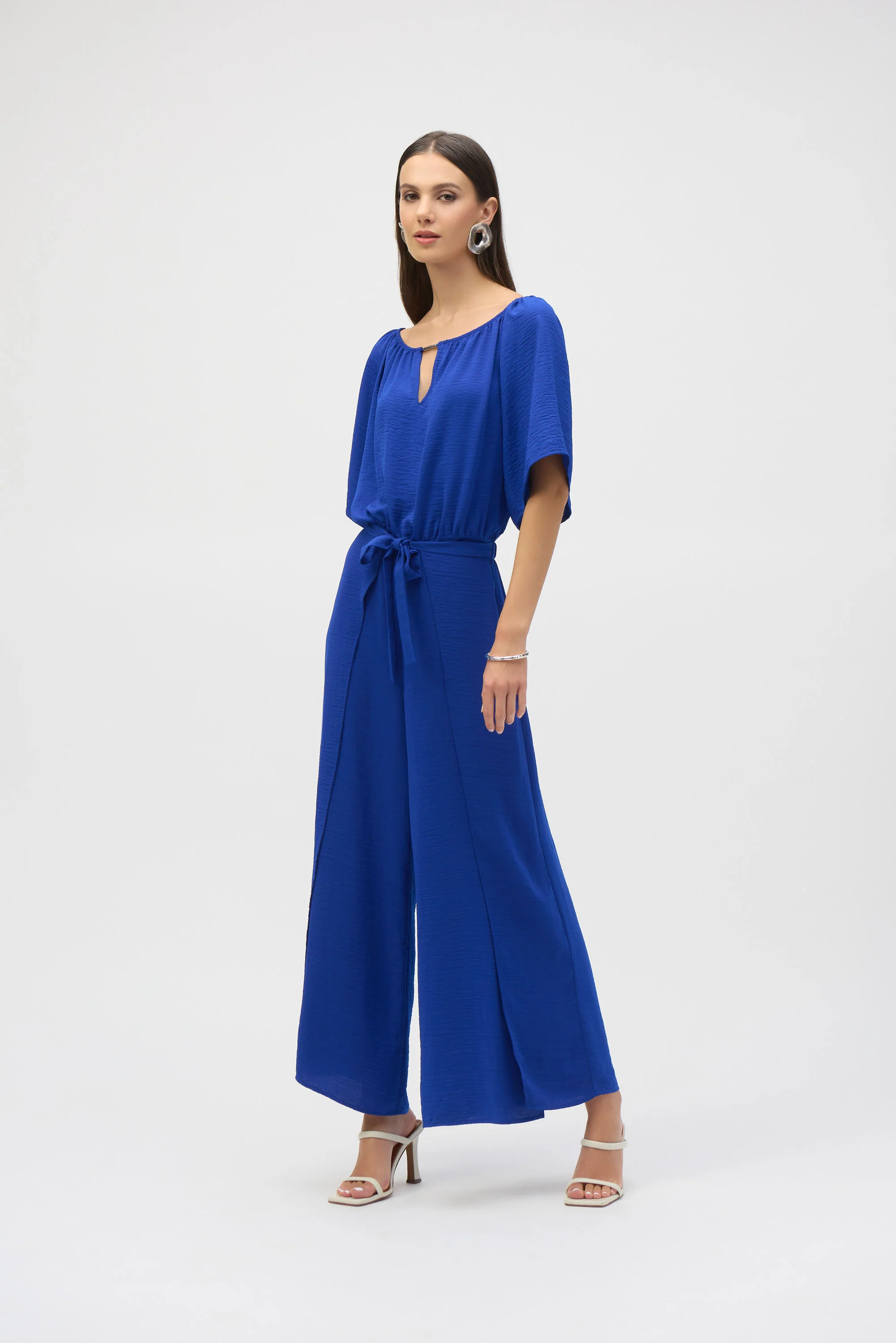 Joseph Ribkoff Royal Sapphire Off-Shoulder Culotte Jumpsuit Style 252170 - Image 3