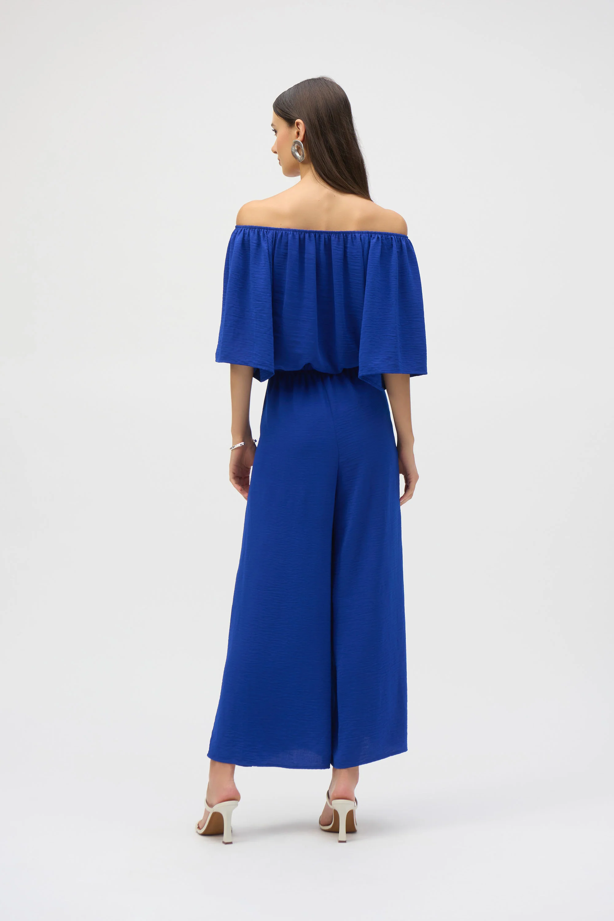 Joseph Ribkoff Royal Sapphire Off-Shoulder Culotte Jumpsuit Style 252170 - Image 4