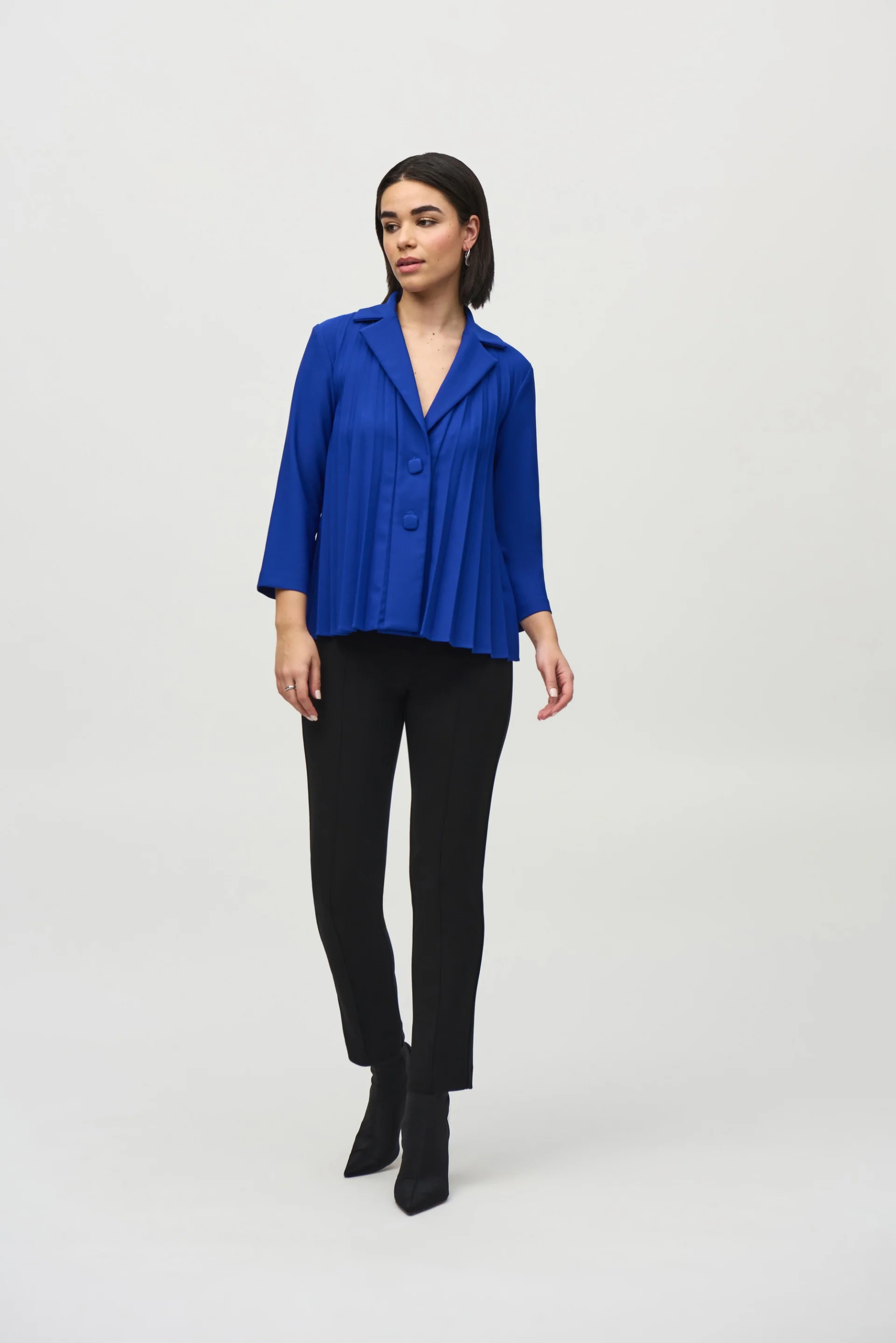 Joseph Ribkoff Royal Sapphire Pleated Trapeze Jacket Style 244011 - Image 4