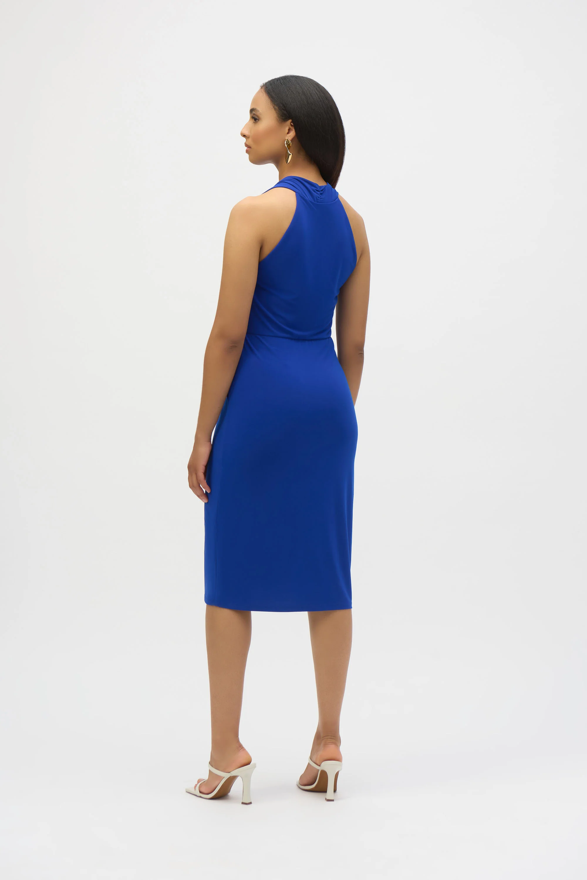 Joseph Ribkoff Royal Sapphire Silky Knit Halter Sheath Dress Style 252161 - Image 4