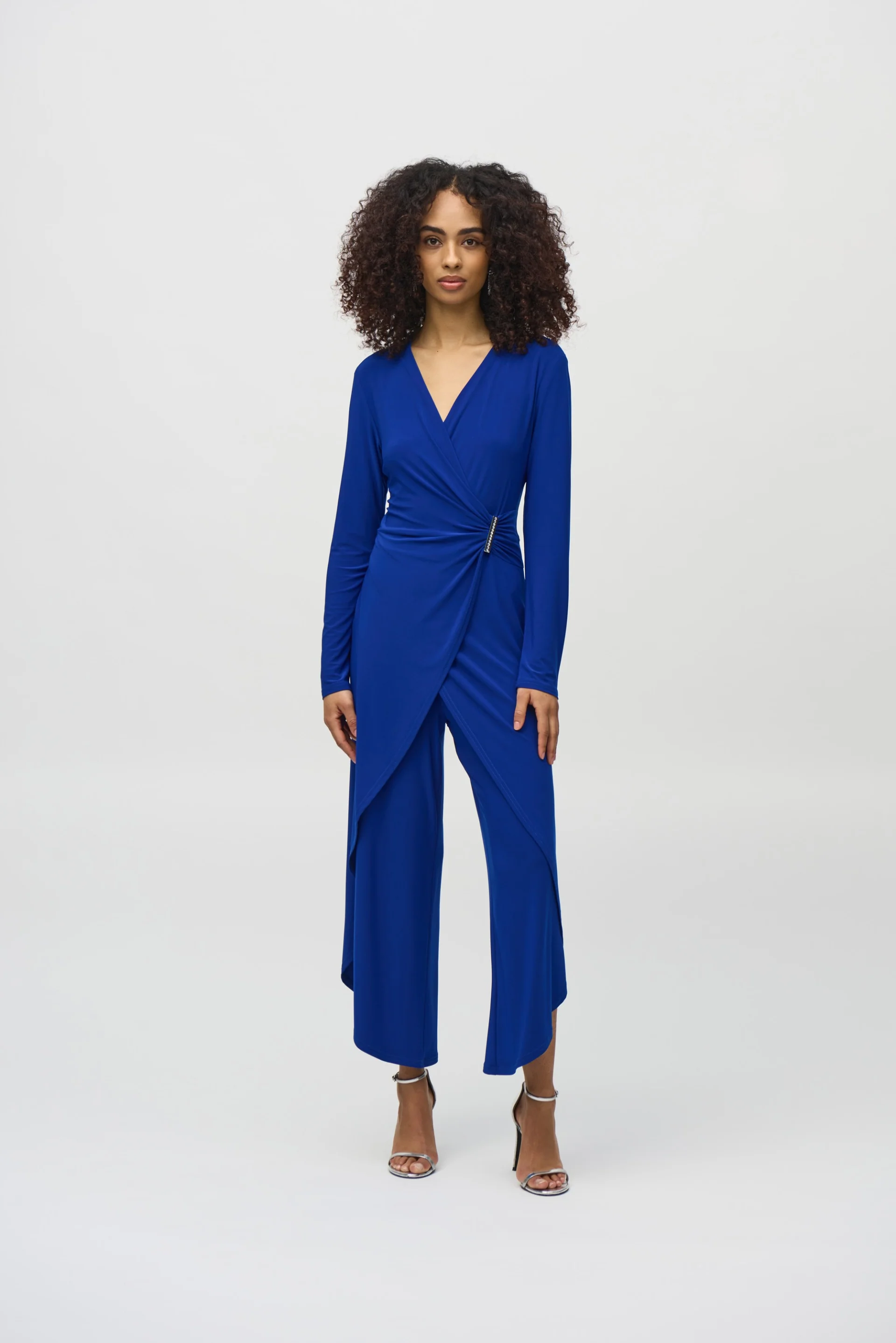 Joseph Ribkoff Royal Sapphire Wrap Culotte Jumpsuit Style 244155 - Image 3