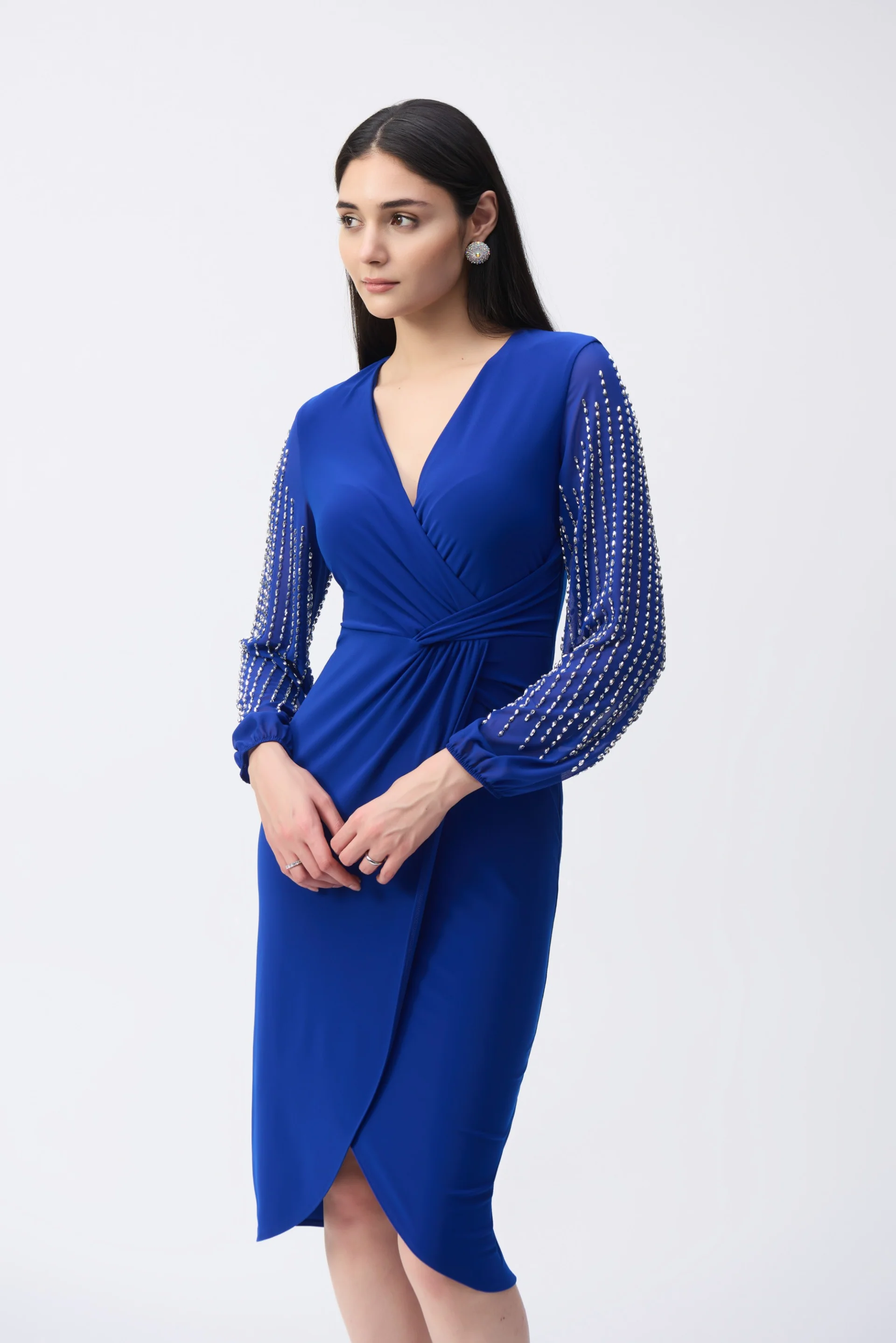 Joseph Ribkoff Royal Sapphire Wrap Dress Style 243726 - Image 2