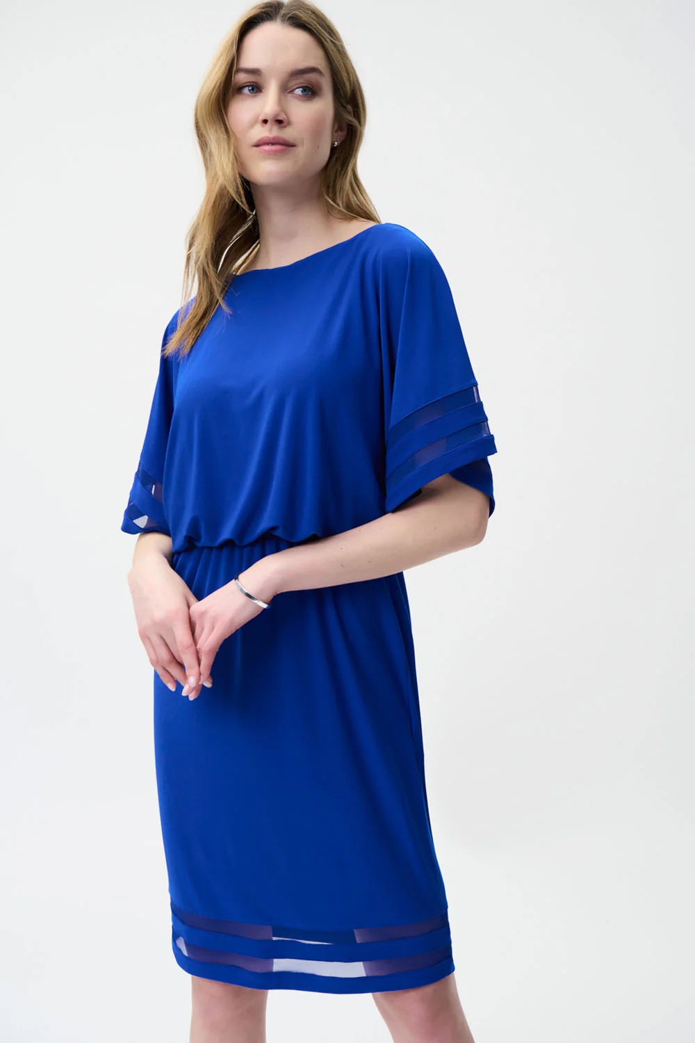 Joseph Ribkoff Royal Sheer Sleeved Dress Style 221183 - Image 2