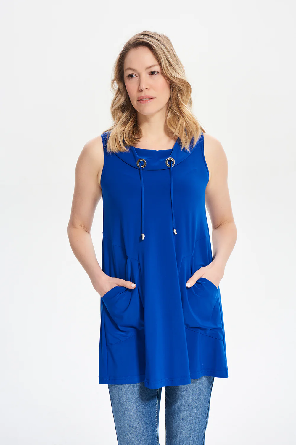 Joseph Ribkoff Royal Sleeveless Drawstring Top Style 212175