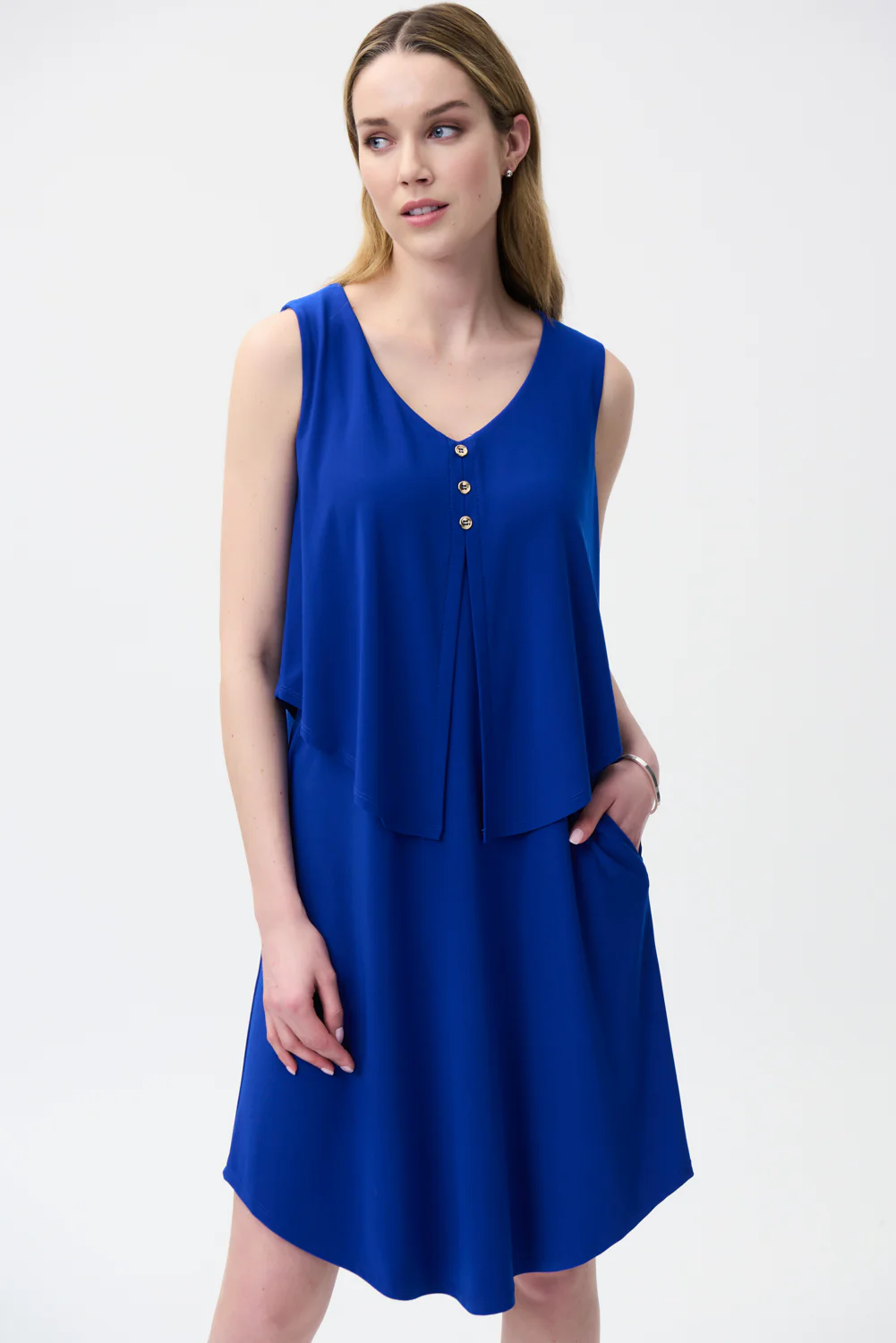 Joseph Ribkoff Royal Sleeveless Jersey Dress Style 222203 - Image 2