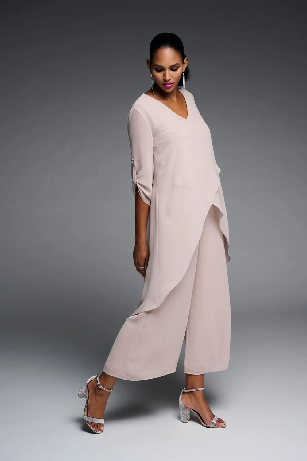 Joseph Ribkoff Sand Wide Leg Chiffon Pants Style 223739