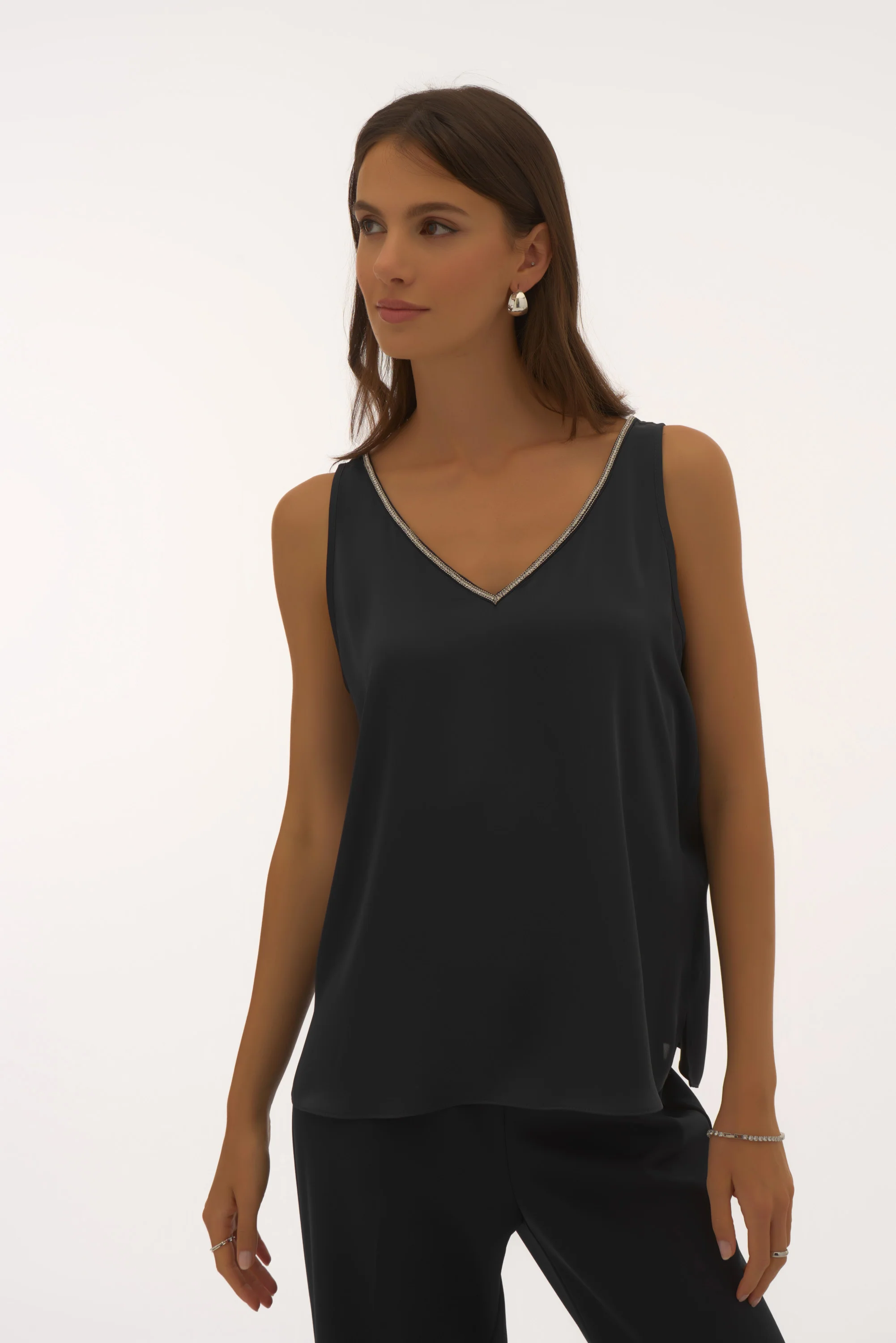 Joseph Ribkoff Satin Sleeveless Top with Rhinestone Trim Style 251741 - Image 11