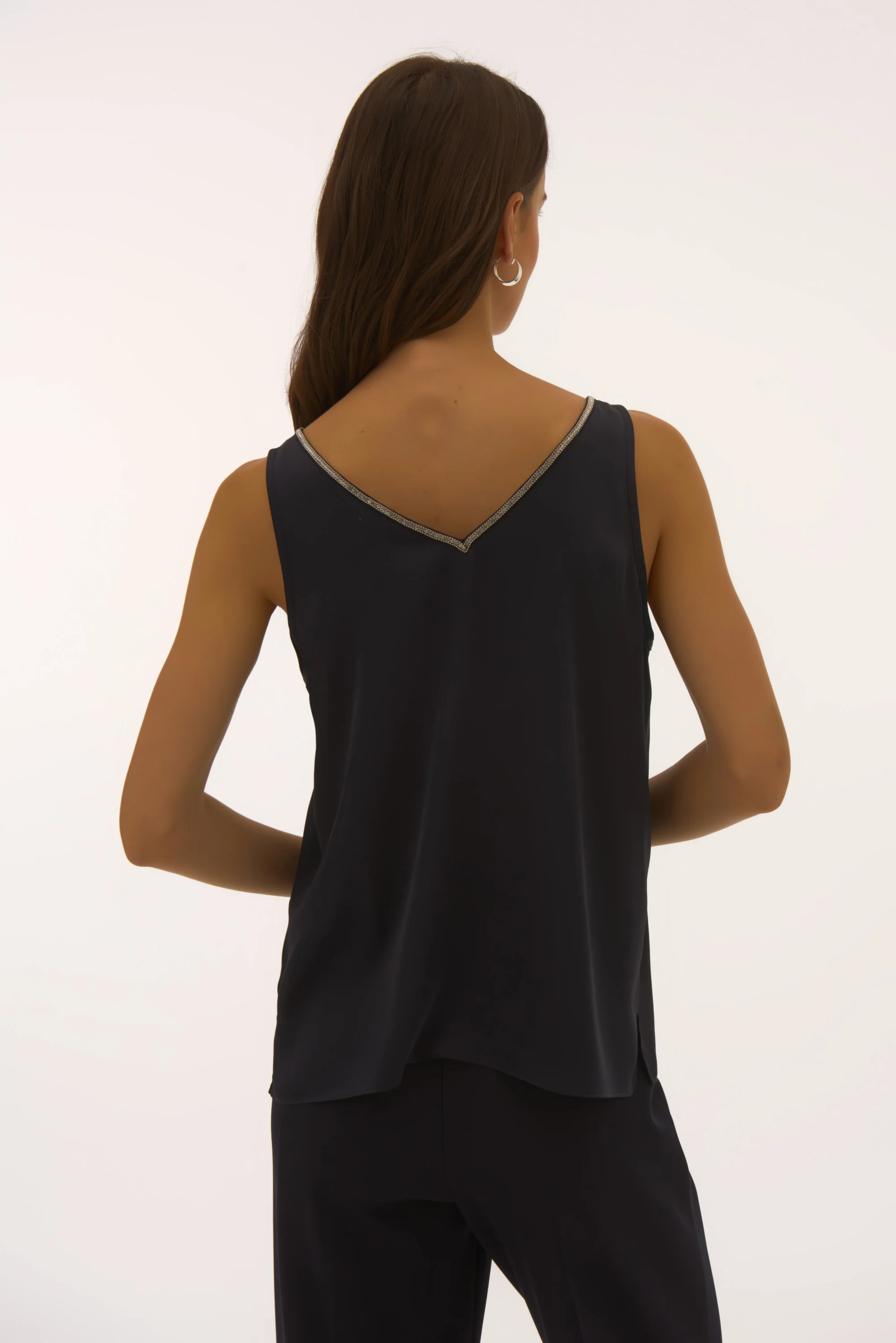 Joseph Ribkoff Satin Sleeveless Top with Rhinestone Trim Style 251741 - Image 12