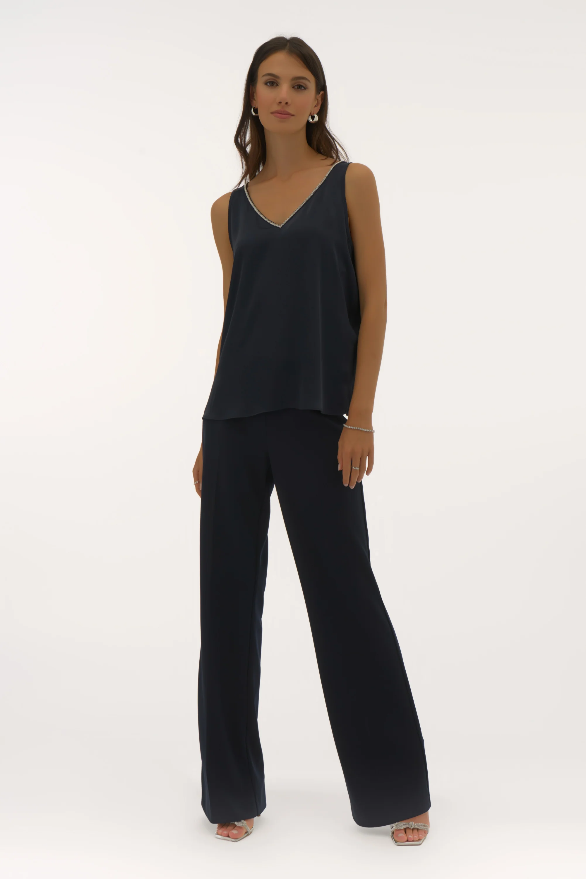 Joseph Ribkoff Satin Sleeveless Top with Rhinestone Trim Style 251741 - Image 13
