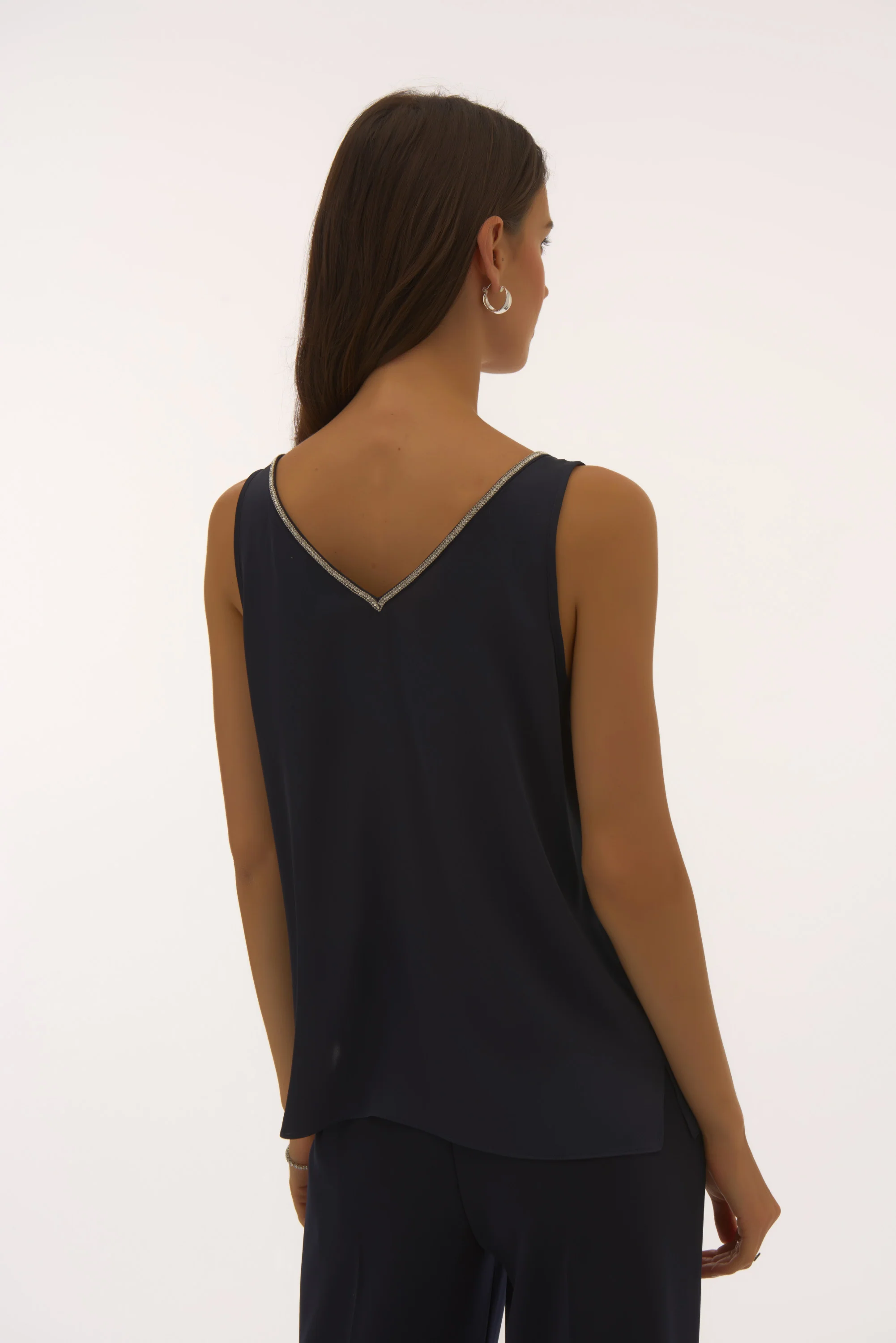 Joseph Ribkoff Satin Sleeveless Top with Rhinestone Trim Style 251741 - Image 16