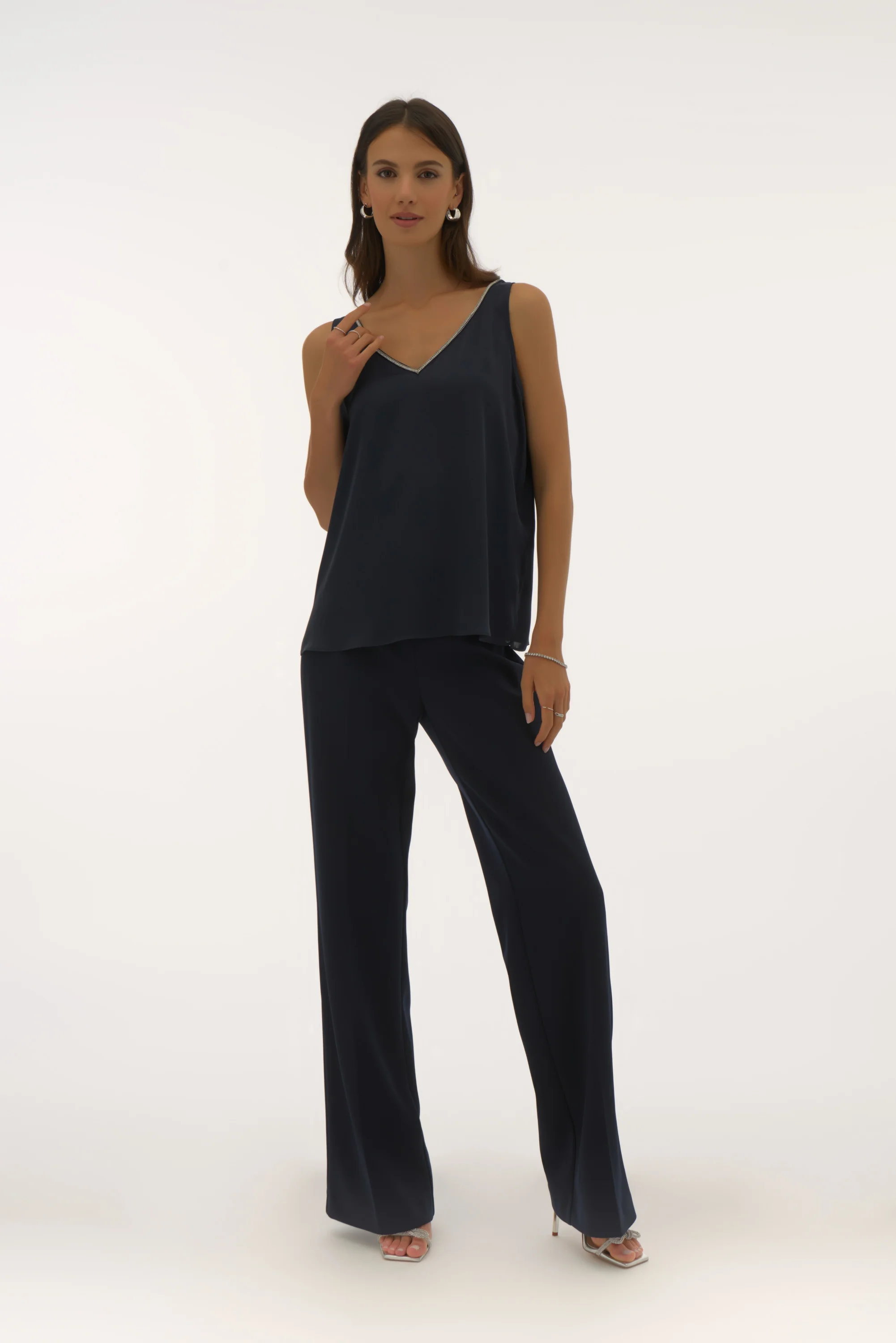 Joseph Ribkoff Satin Sleeveless Top with Rhinestone Trim Style 251741 - Image 17