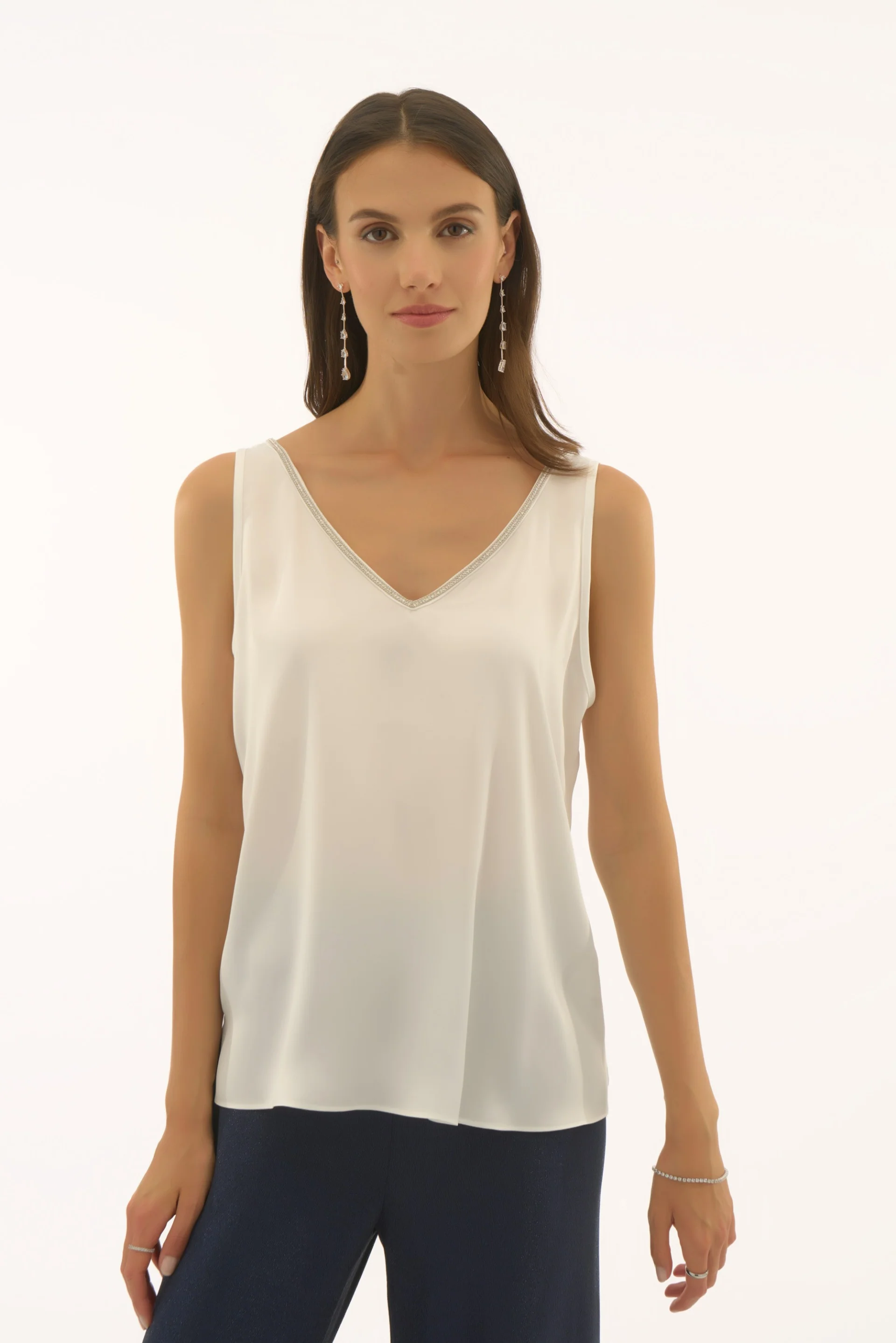 Joseph Ribkoff Satin Sleeveless Top with Rhinestone Trim Style 251741 - Image 19