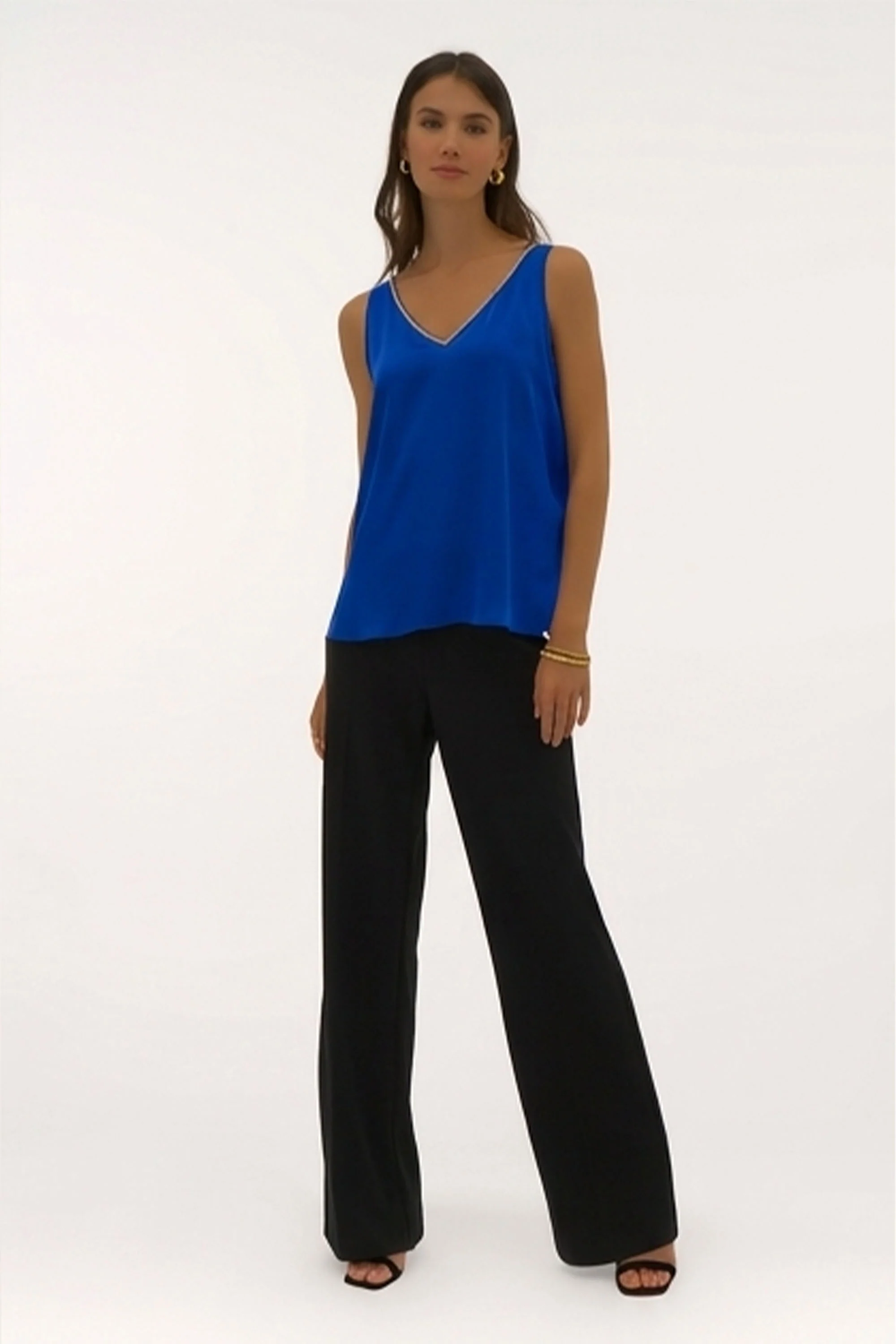 Joseph Ribkoff Satin Sleeveless Top with Rhinestone Trim Style 251741 - Image 2