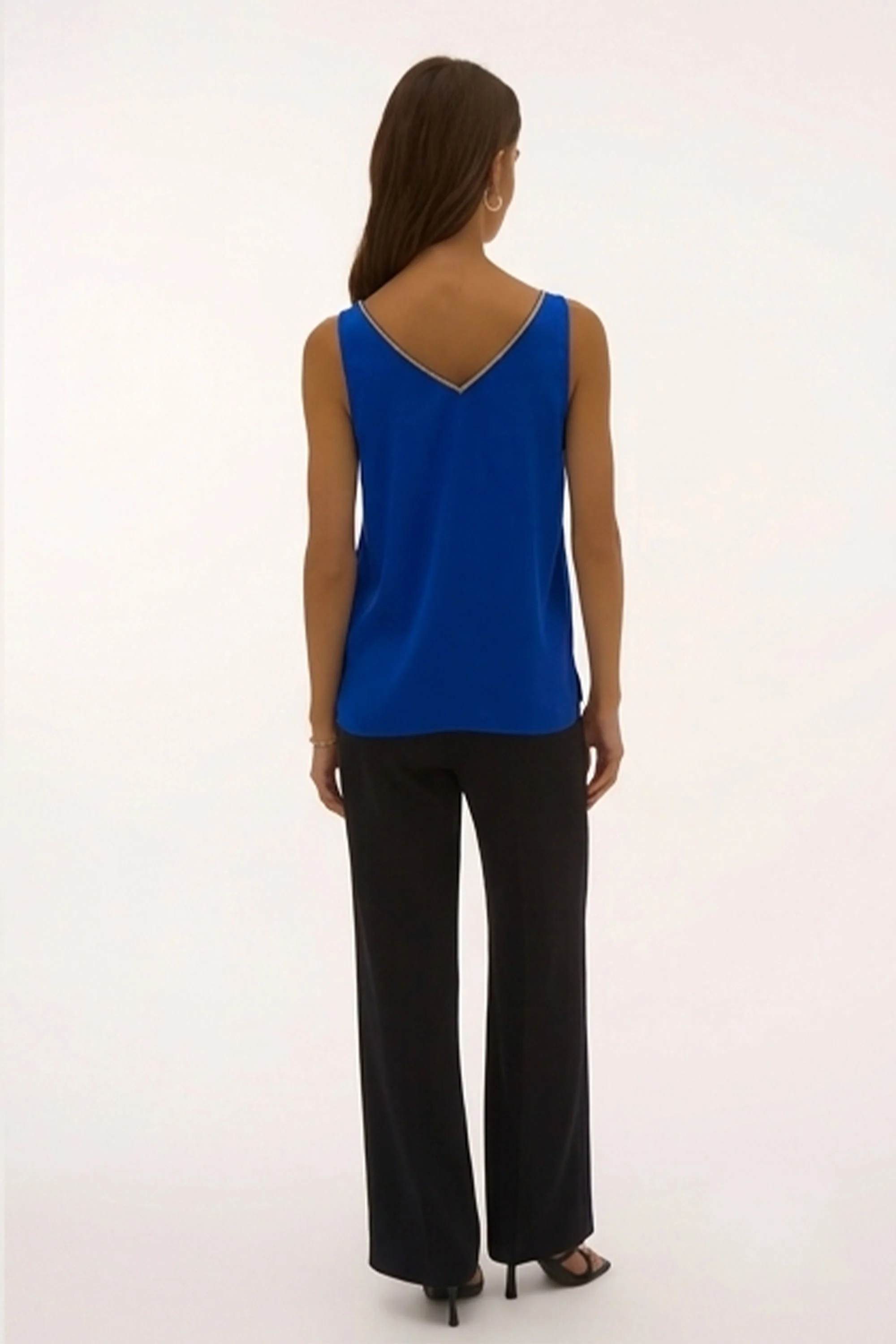 Joseph Ribkoff Satin Sleeveless Top with Rhinestone Trim Style 251741 - Image 3