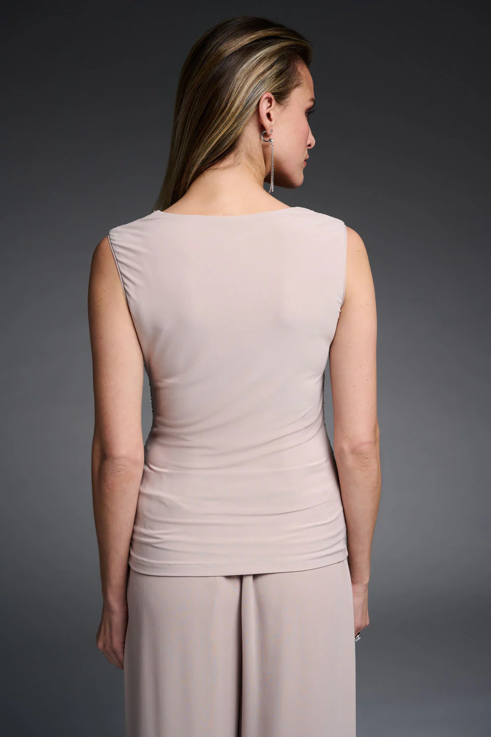 Joseph Ribkoff Sand/Silver Wrap Front Sequin Top Style 223761 - Image 4