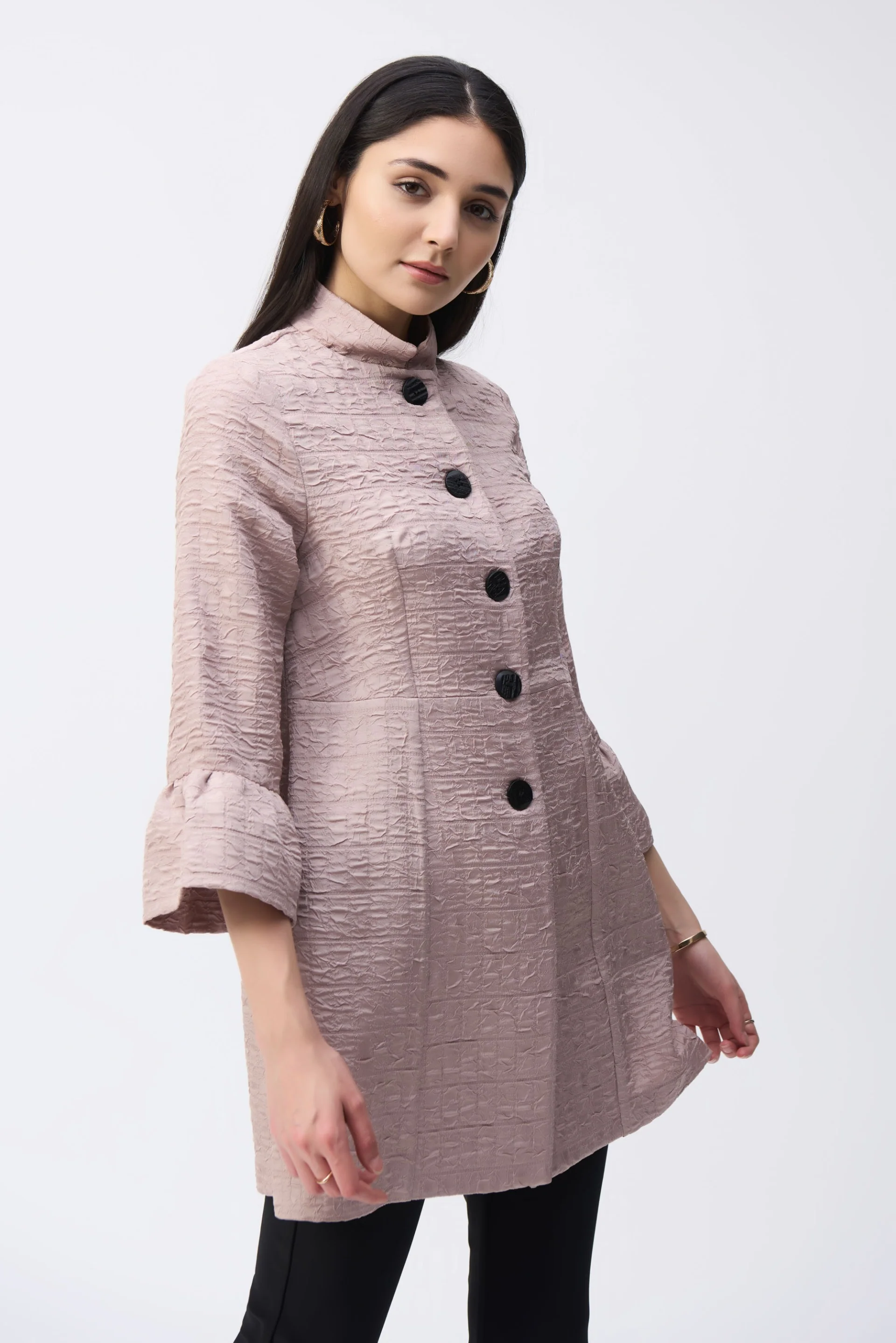 Joseph Ribkoff Sand Textured Jacquard Coat Style 243738 - Image 2