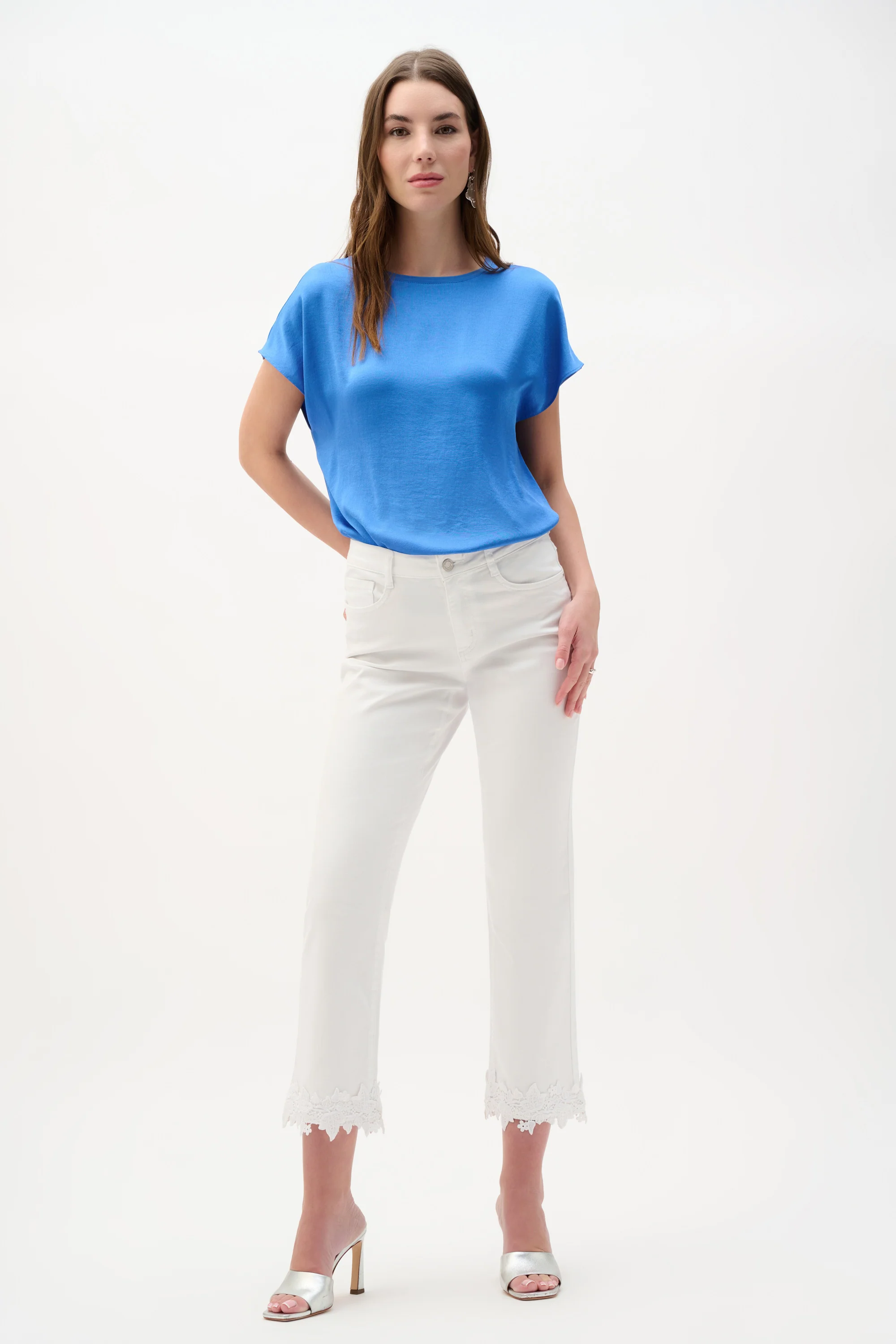 Joseph Ribkoff Satin And Silky Knit Straight Top Style 262189 - Image 2
