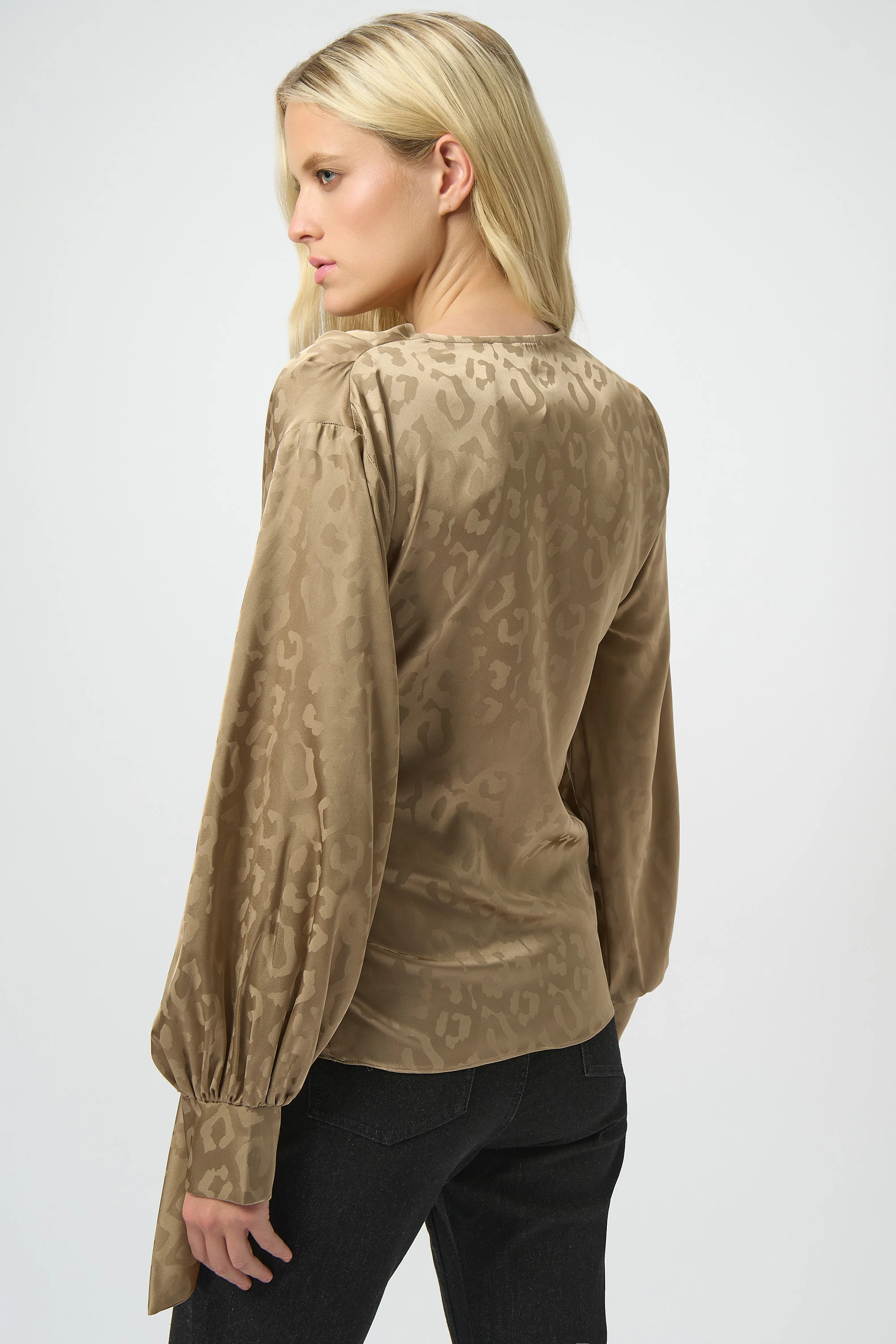 Joseph Ribkoff Satin Animal Print Wrap Top Style 254060 - Image 2