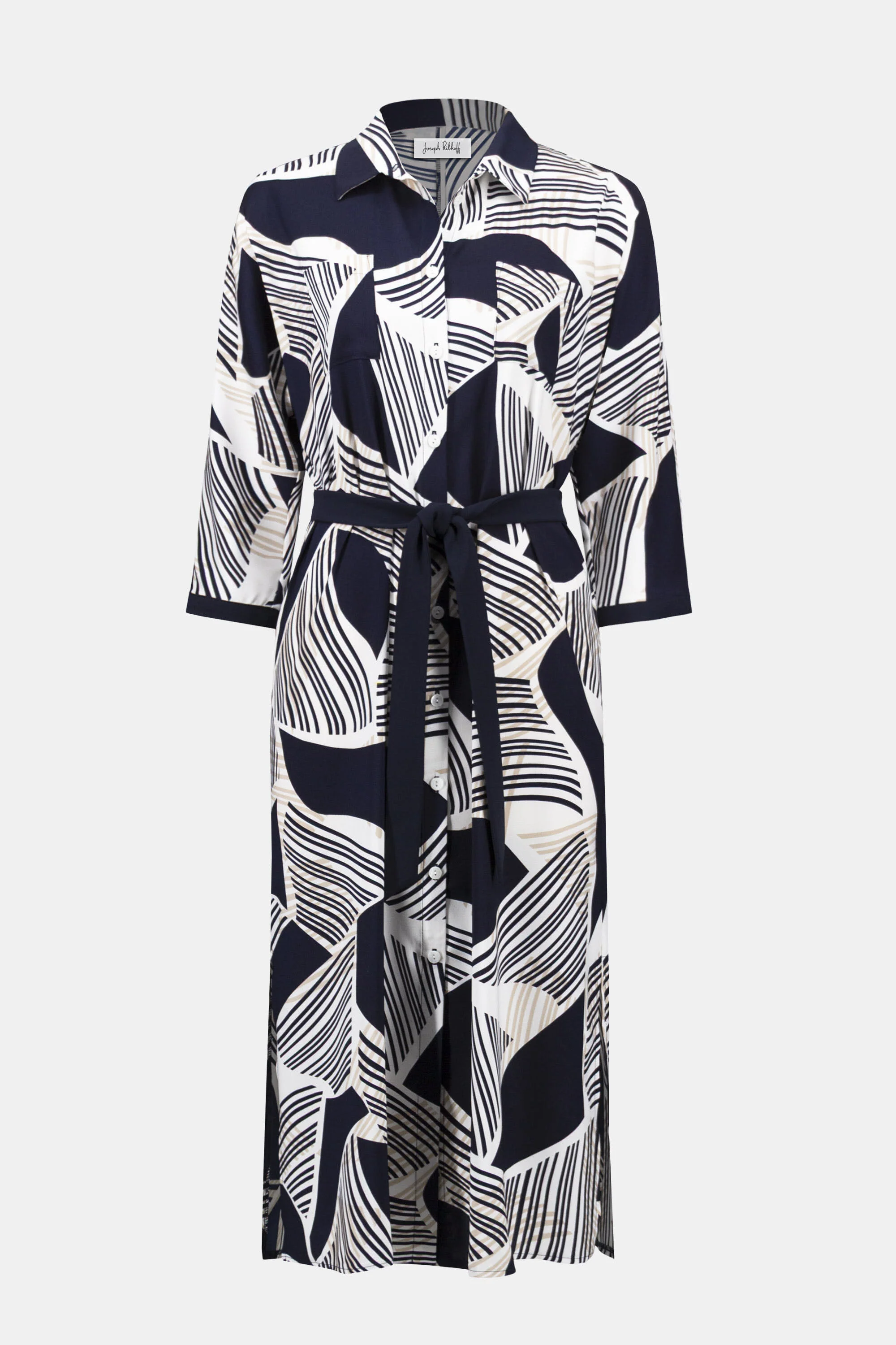 Joseph Ribkoff Geometric Print Shirt Dress With Sash Style 261257 - Image 2
