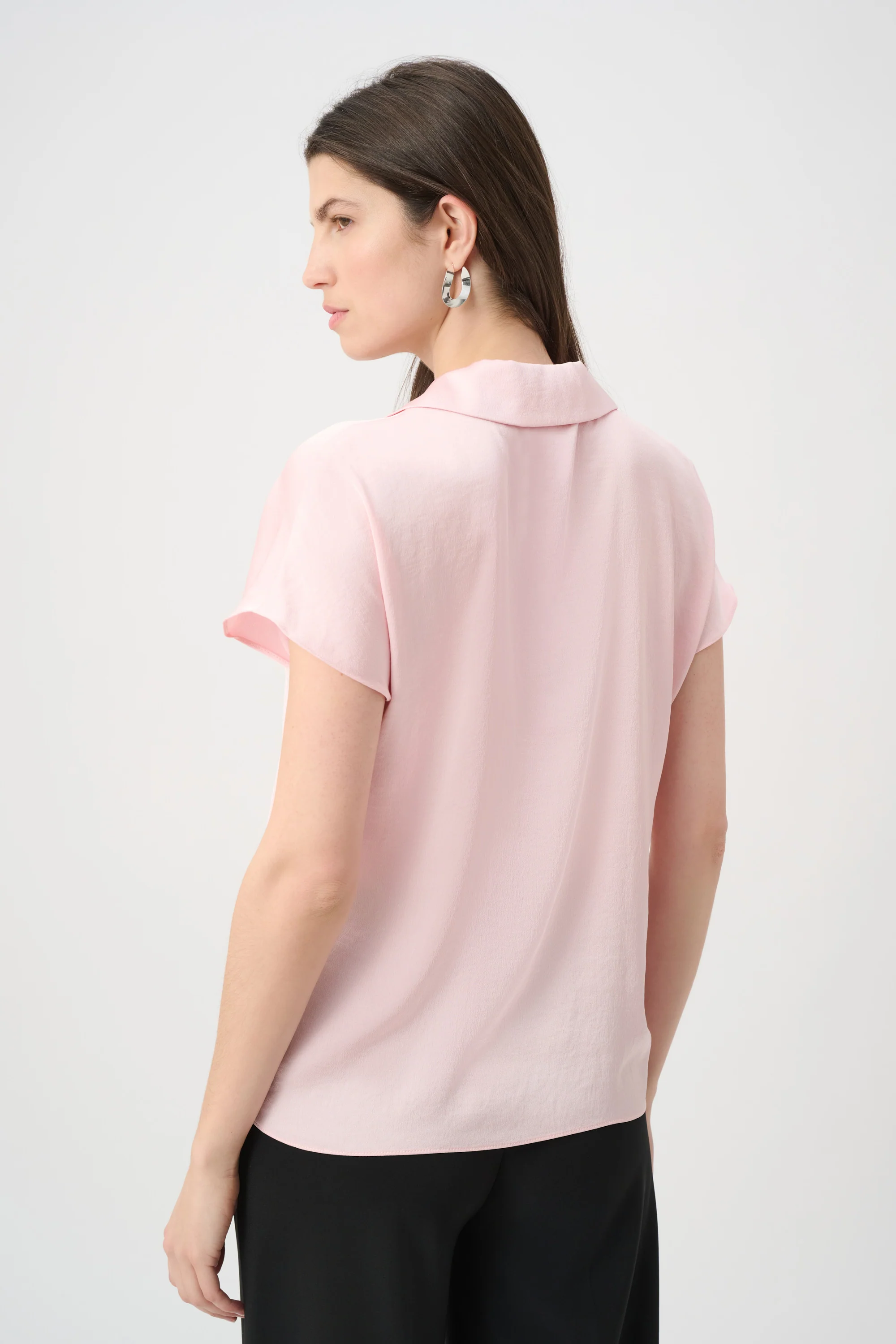 Joseph Ribkoff Satin Boxy Top With Shirt Collar Style 261191 - Image 2